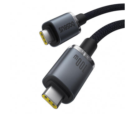 CABLU alimentare si date Baseus Crystal Shine, Fast Charging Data Cable pt. smartphone, thunderbolt, USB3.2 Type-C la USB3.2 Type-C 100W, video 4K@60Hz 1.5m, braided, negru "P10318204111-00" - 6932172657994