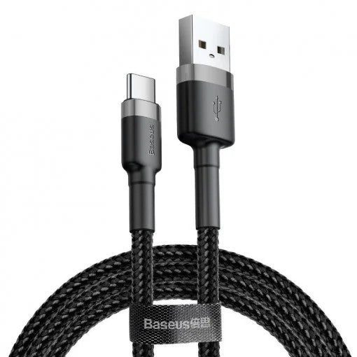 CABLU alimentare si date Baseus Cafule, Fast Charging Data Cable pt. smartphone, USB la USB Type-C 18W, 0.5m, gri + negru "CATKLF-AG1" - 6953156278189