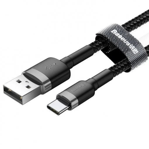 CABLU alimentare si date Baseus Cafule, Fast Charging Data Cable pt. smartphone, USB la USB Type-C 18W, 0.5m, gri + negru "CATKLF-AG1" - 6953156278189