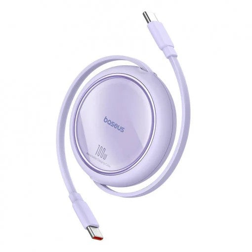 CABLU alimentare si date Baseus Free2Pull Mini, Fast Charging Data Cable pt. smartphone, retractabil, USB Type-C la USB Type-C 60W, 1m, mov "P10364500511-01" - 6932172657475