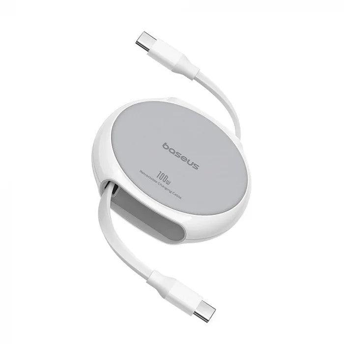 CABLU alimentare si date Baseus Free2Draw Mini, Fast Charging Data Cable pt. smartphone, retractabil, USB Type-C la USB Type-C 100W, 1m, alb "P10368400211-00" - 6932172653583