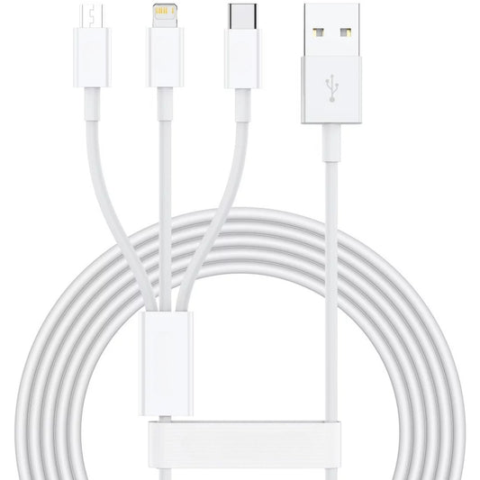 Cablu USB 3in1 Flippy SX - 21, USB la micro USB/USB-C/compatibil iphone, 3A, 1.2m (alb)