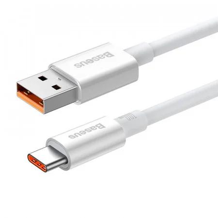 Cablu alimentare si date Baseus Superior, Fast Charging Data Cable pt. smartphone, USB la USB Type-C 100W, 1m, alb