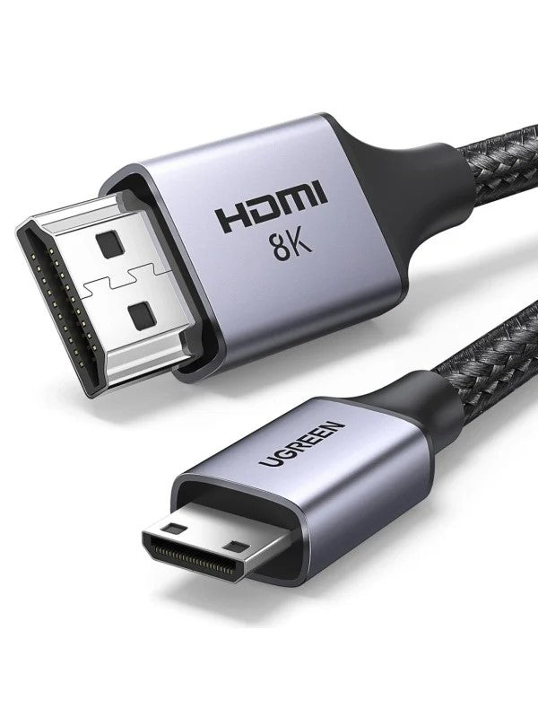 Cablu video UGreen, "HD163" miniHDMI (T) la HDMI (T), rezolutie maxima 8K UHD 60 Hz, conectori auriti, 2m, negru "15515"