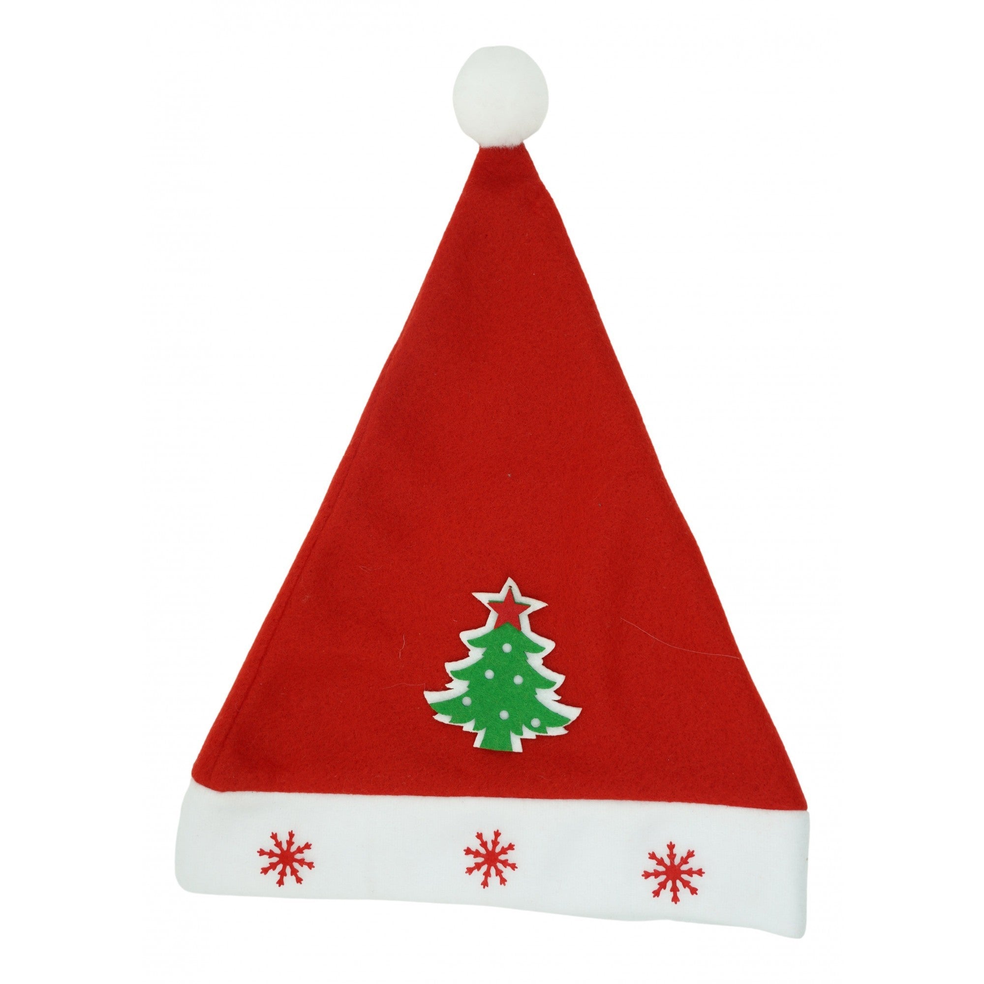 Caciulita de Mos Craciun,cu model de Brad si ornament fulg de nea, rosie, marime universala, material textil