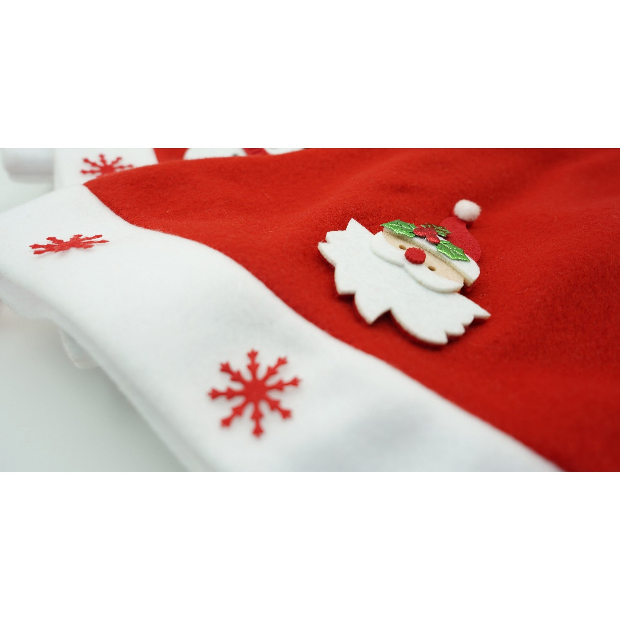 Caciulita de Mos Craciun,cu model de Mos Craciun si ornament fulg de nea, rosie, marime universala, material textil