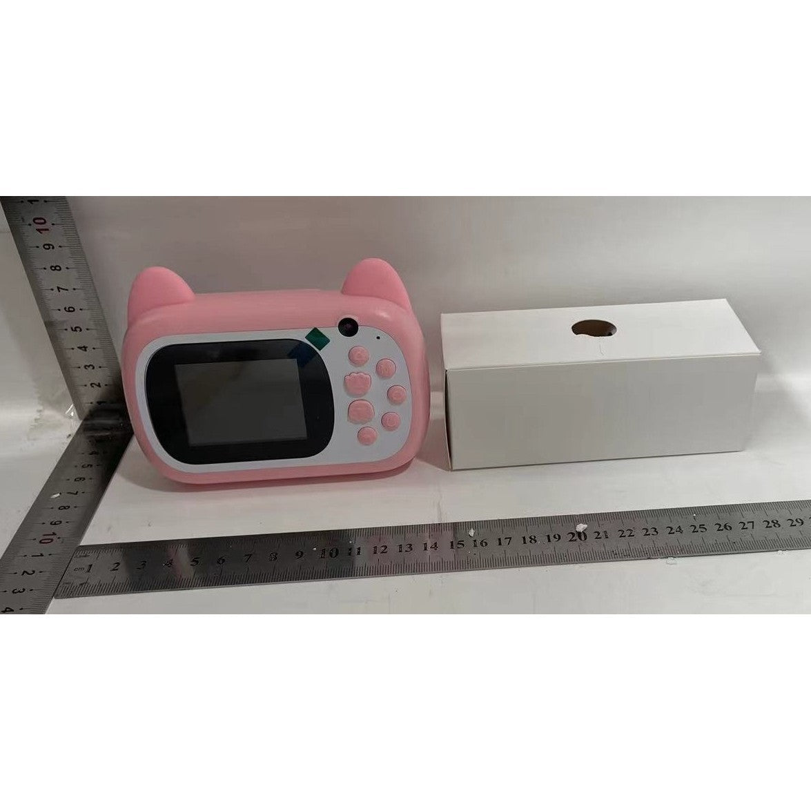 Camera Instantanee pentru Copii, Camera Frontala + Selfie, cu Functie de Printare, Cablu USB-C, Bluetooth, Compatibil iOS/Android, Imprimare APP, Model Pisica Smiley Face, Roz