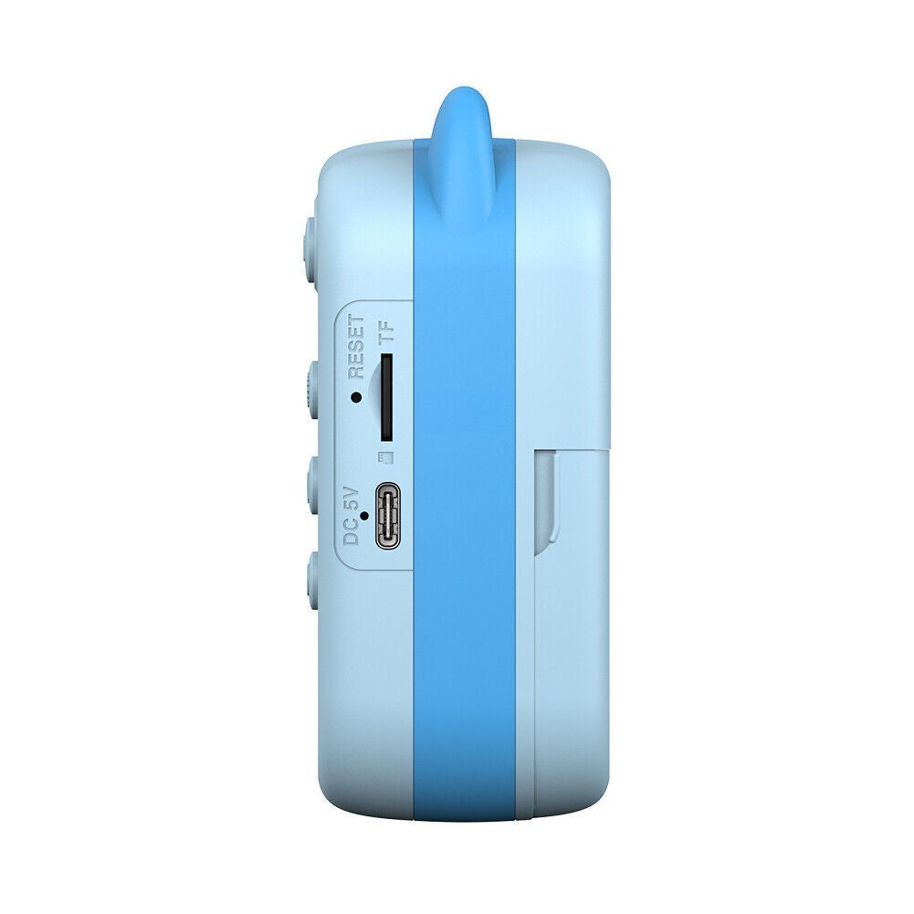 Camera Instantanee pentru Copii, cu Functie de Printare, Camera Frontala + Selfie, Cablu USB-C, Bluetooth, Compatibil iOS/Android, Imprimare APP, Model Pisica, Albastru
