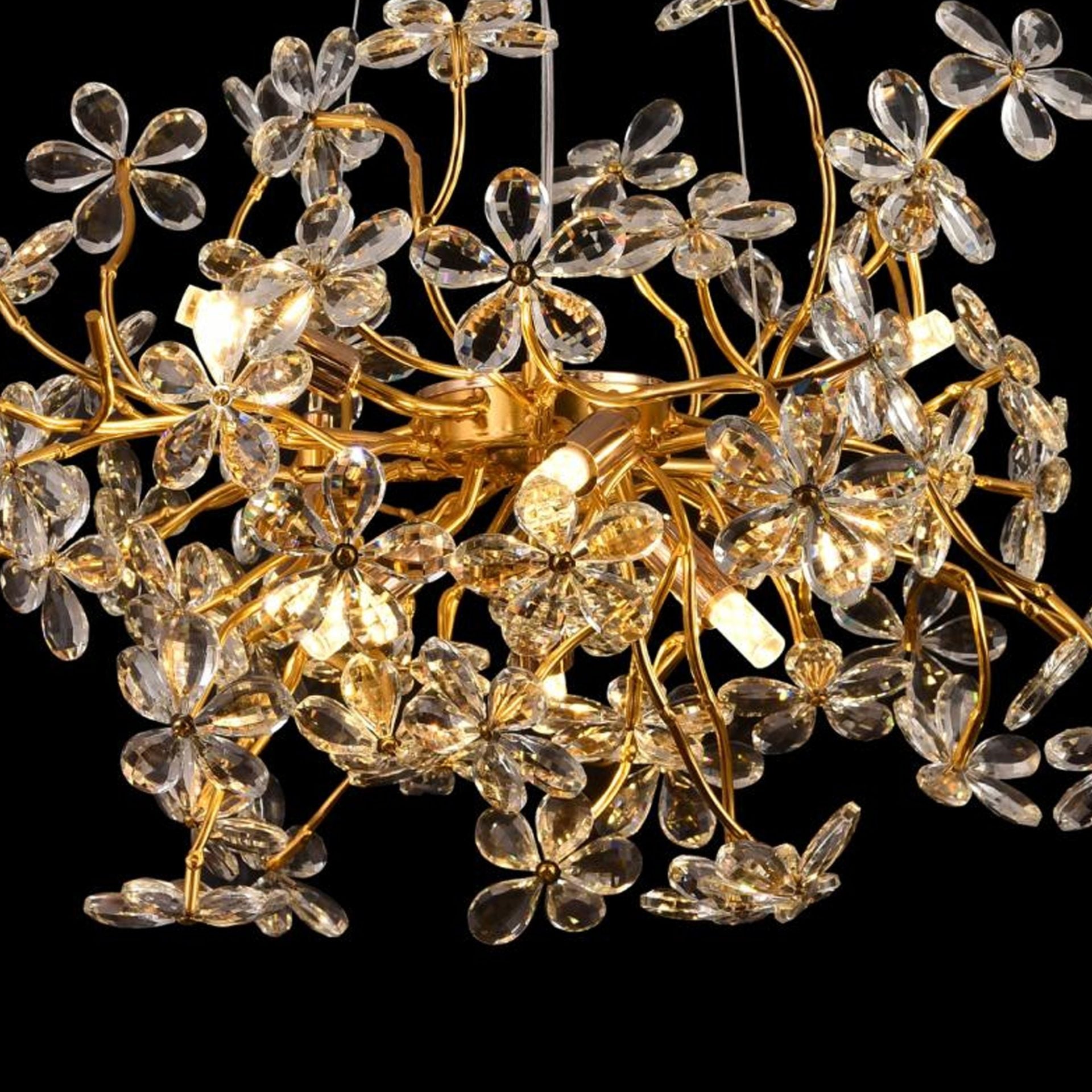 Candelabru Cristal AURAFLOR Regalis, 12xG9, Crom si Cristale, D75cm, Inaltime Reglabila