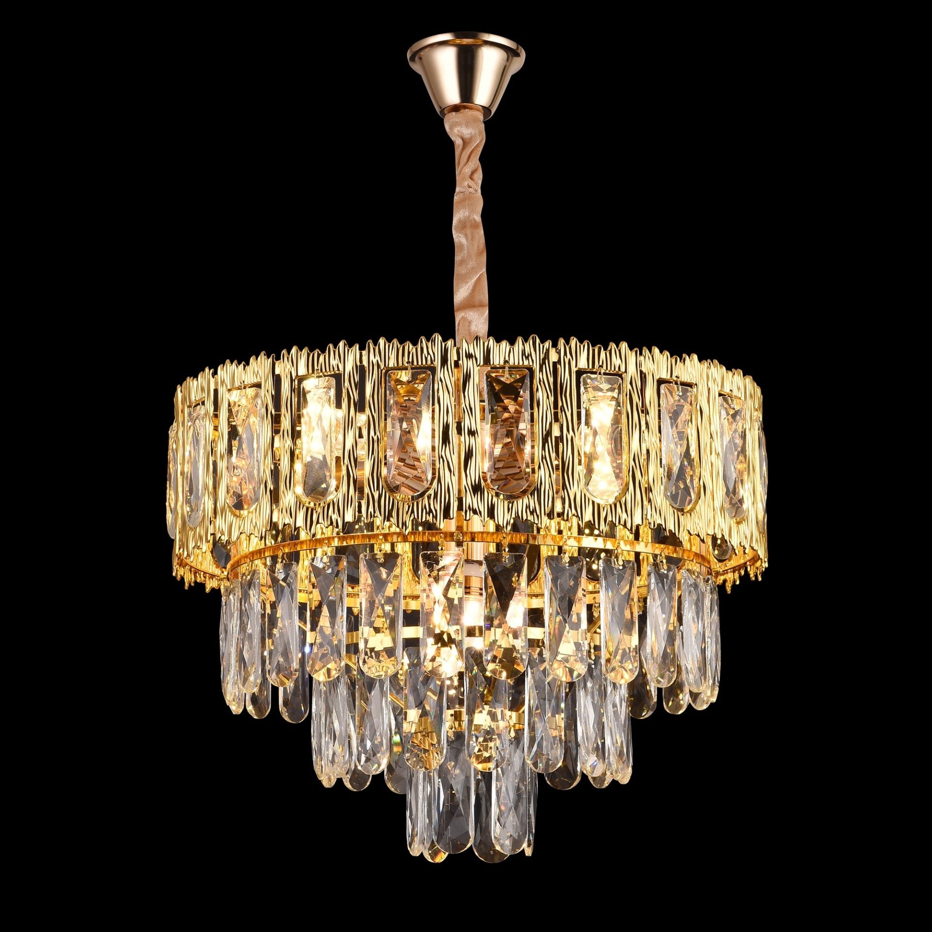 Candelabru Cristal BELVEDERE Nobile 5xE14, Diametru 40cm, Auriu Lucios, Inaltime Reglabila