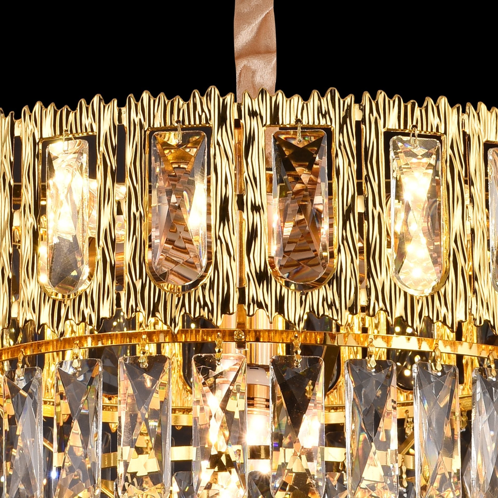 Candelabru Cristal BELVEDERE Nobile 5xE14, Diametru 40cm, Auriu Lucios, Inaltime Reglabila