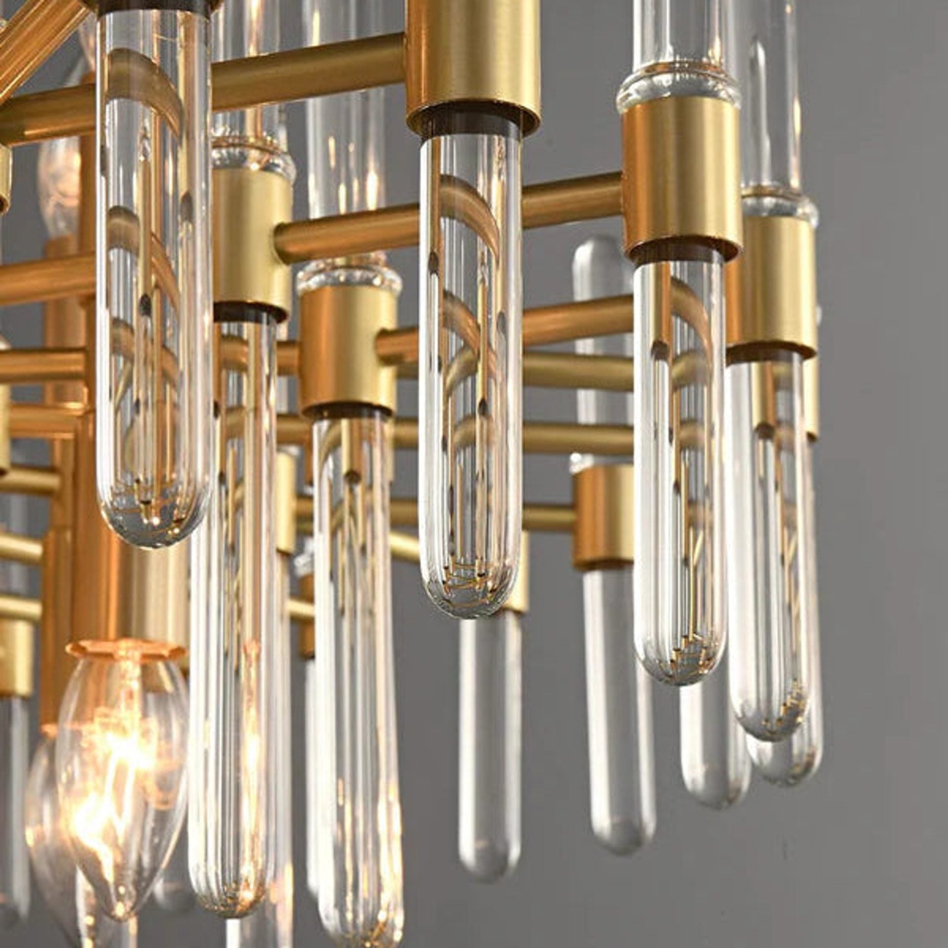 Candelabru Cristal CC850/480GD,6xE14, 48X45cm, Inaltime Reglabila, Auriu Lucios, Inaltime Reglabila, Design Elegant, Metal si Cristal