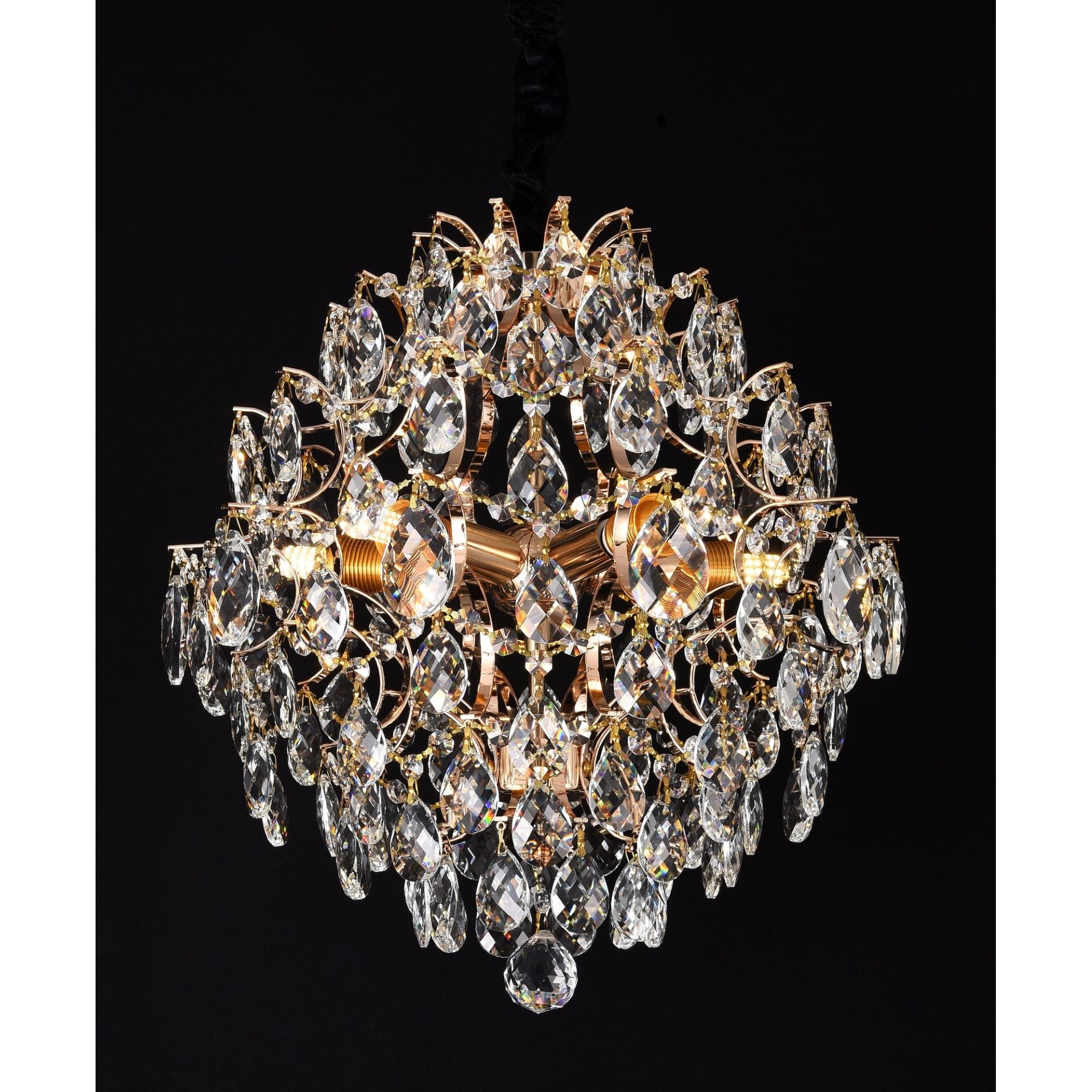 Candelabru Cristal CRYSTARA Nobile, 5x E14, Diametru 40cm, Auriu Lucios