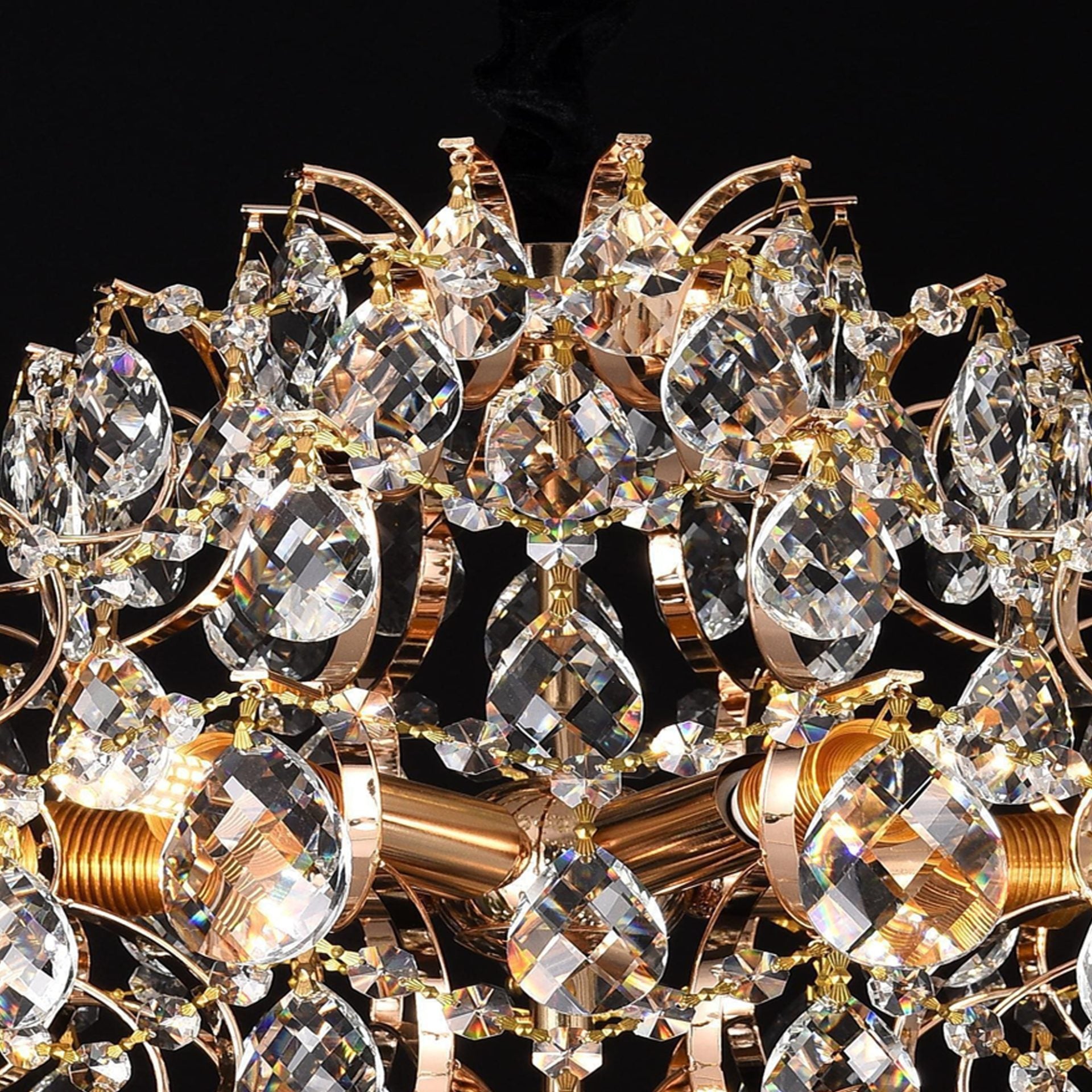 Candelabru Cristal CRYSTARA Nobile, 5x E14, Diametru 40cm, Auriu Lucios