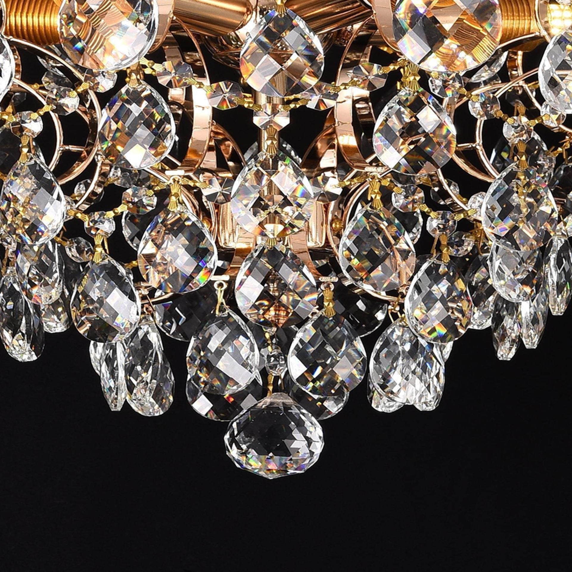 Candelabru Cristal CRYSTARA Nobile, 5x E14, Diametru 40cm, Auriu Lucios