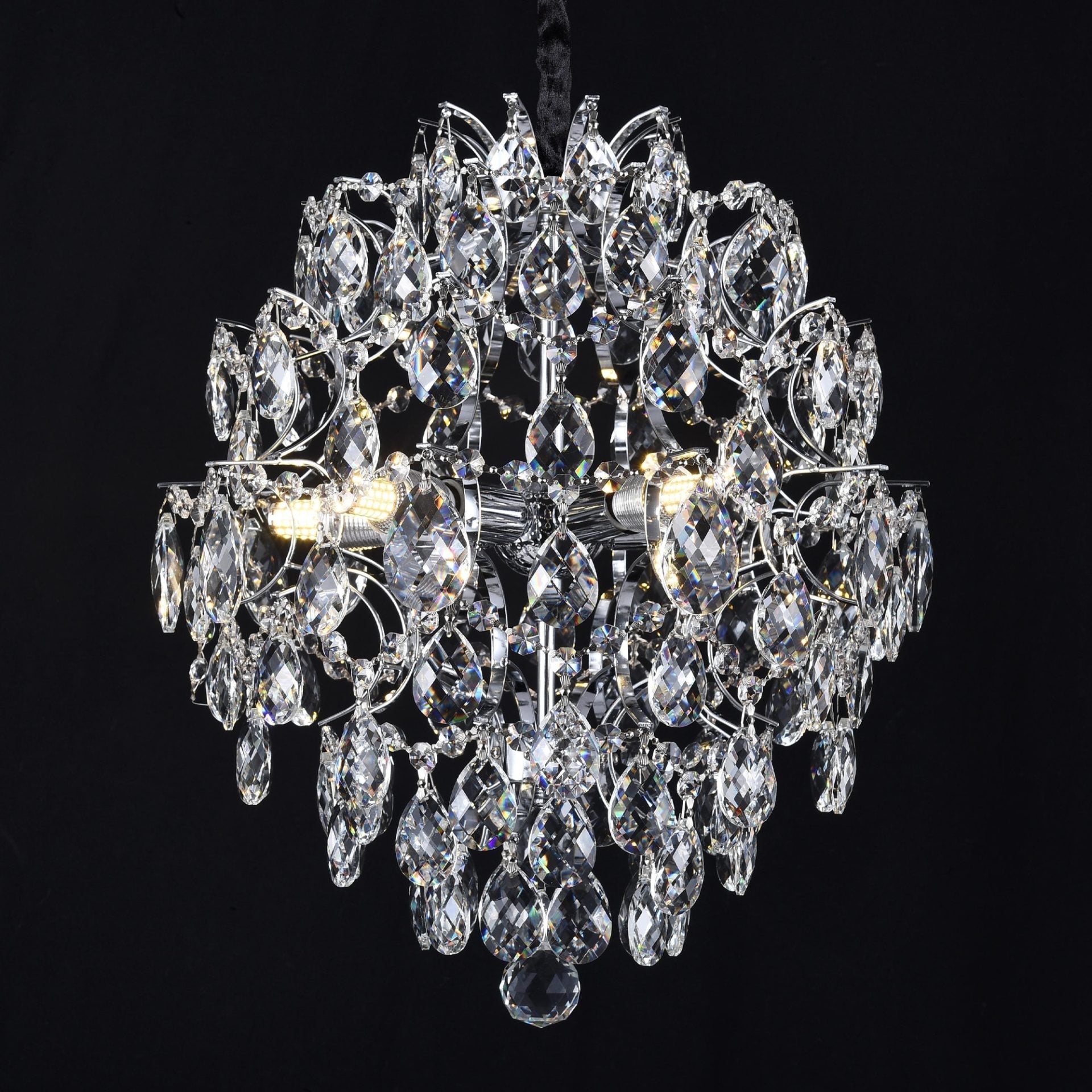Candelabru Cristal CRYSTARA Nobile, 5x E14, Diametru 40cm, Crom Lucios