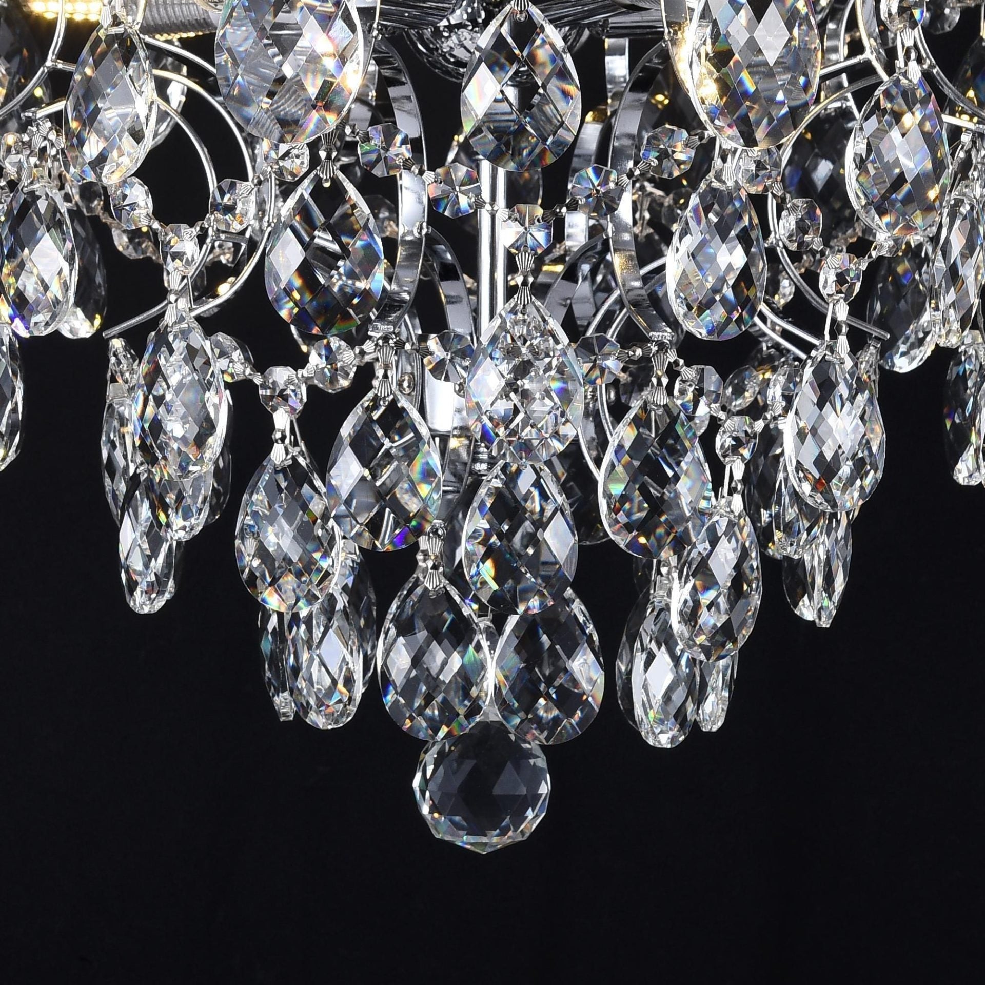 Candelabru Cristal CRYSTARA Nobile, 5x E14, Diametru 40cm, Crom Lucios