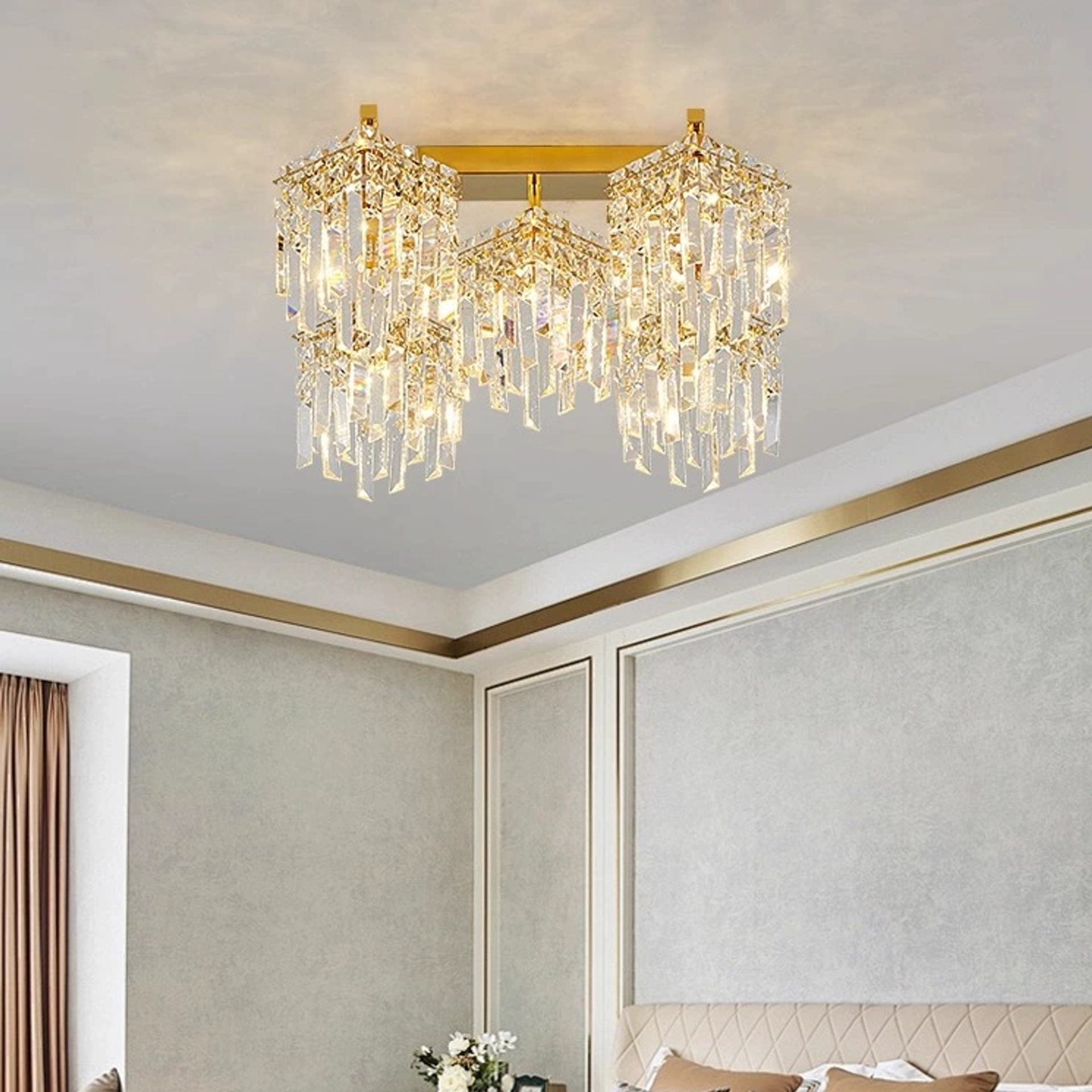 Candelabru Cristal Imperia, 5xE14, 45x45x31.5, Auriu, Cristal, Metal