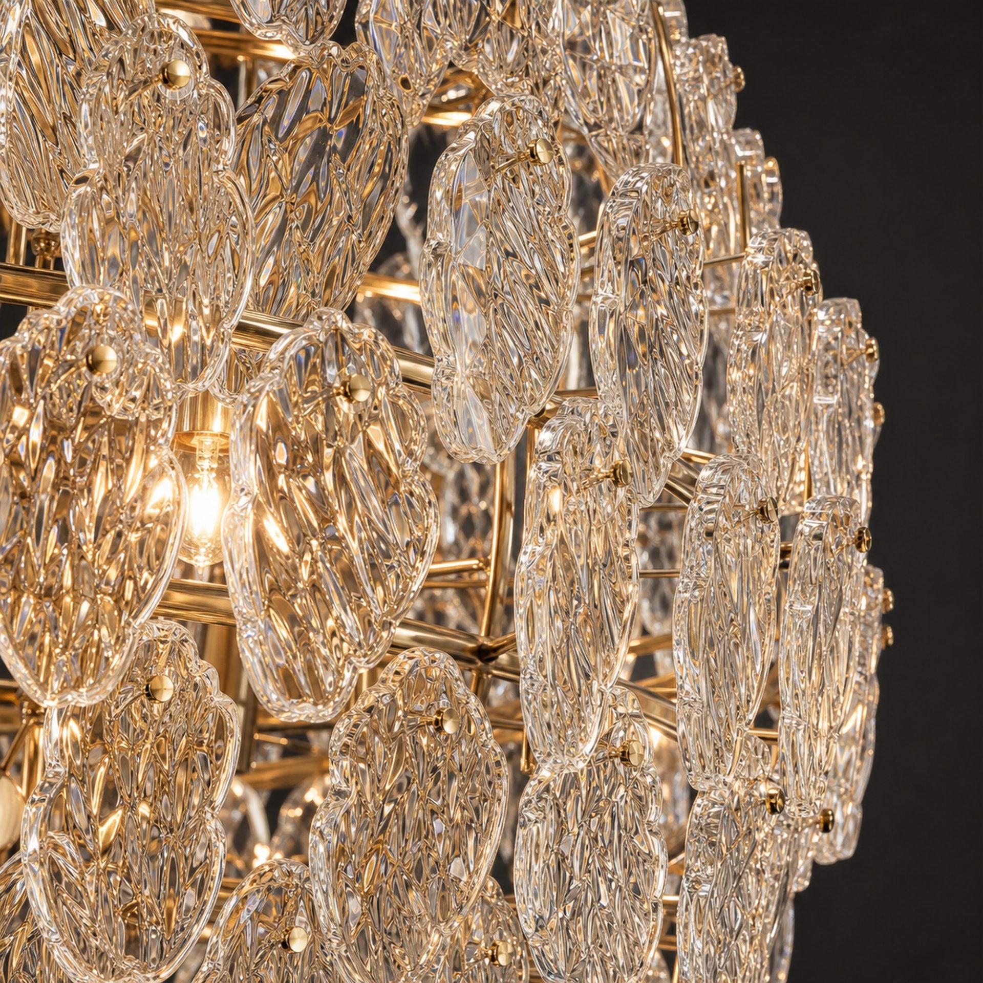 Candelabru Cristal KONIG Regalis, 11xE14, D60 cm, Auriu, Inaltime Reglabila, Metal si Cristal