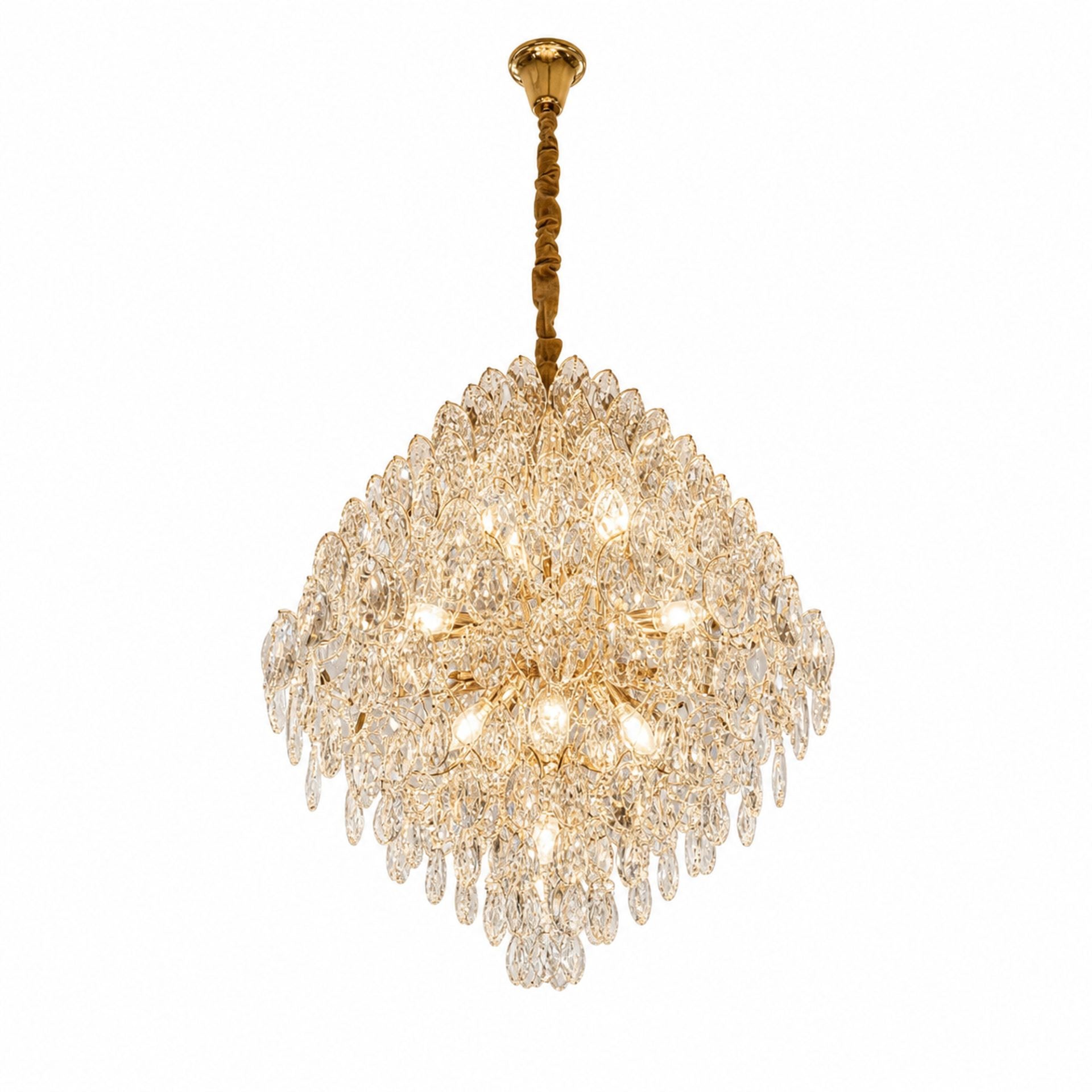 Candelabru Cristal KONIG Regalis, 11xE14, D60 cm, Auriu, Inaltime Reglabila, Metal si Cristal