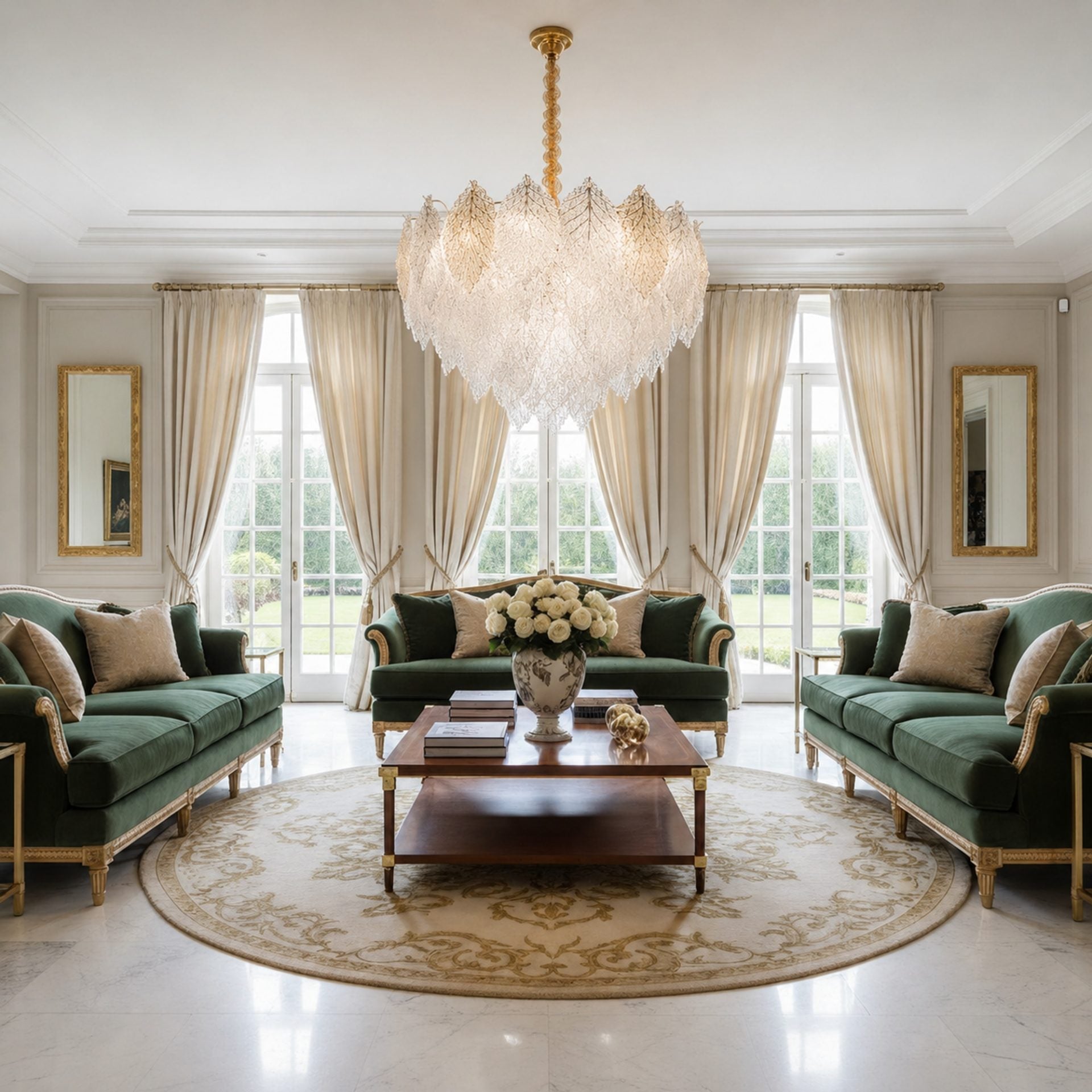 Candelabru Cristal LACE Eleganza 9xE14, Diametru 50cm, Inaltime 36cm, Auriu Lucios, Inaltime Reglabila, Design Elegant