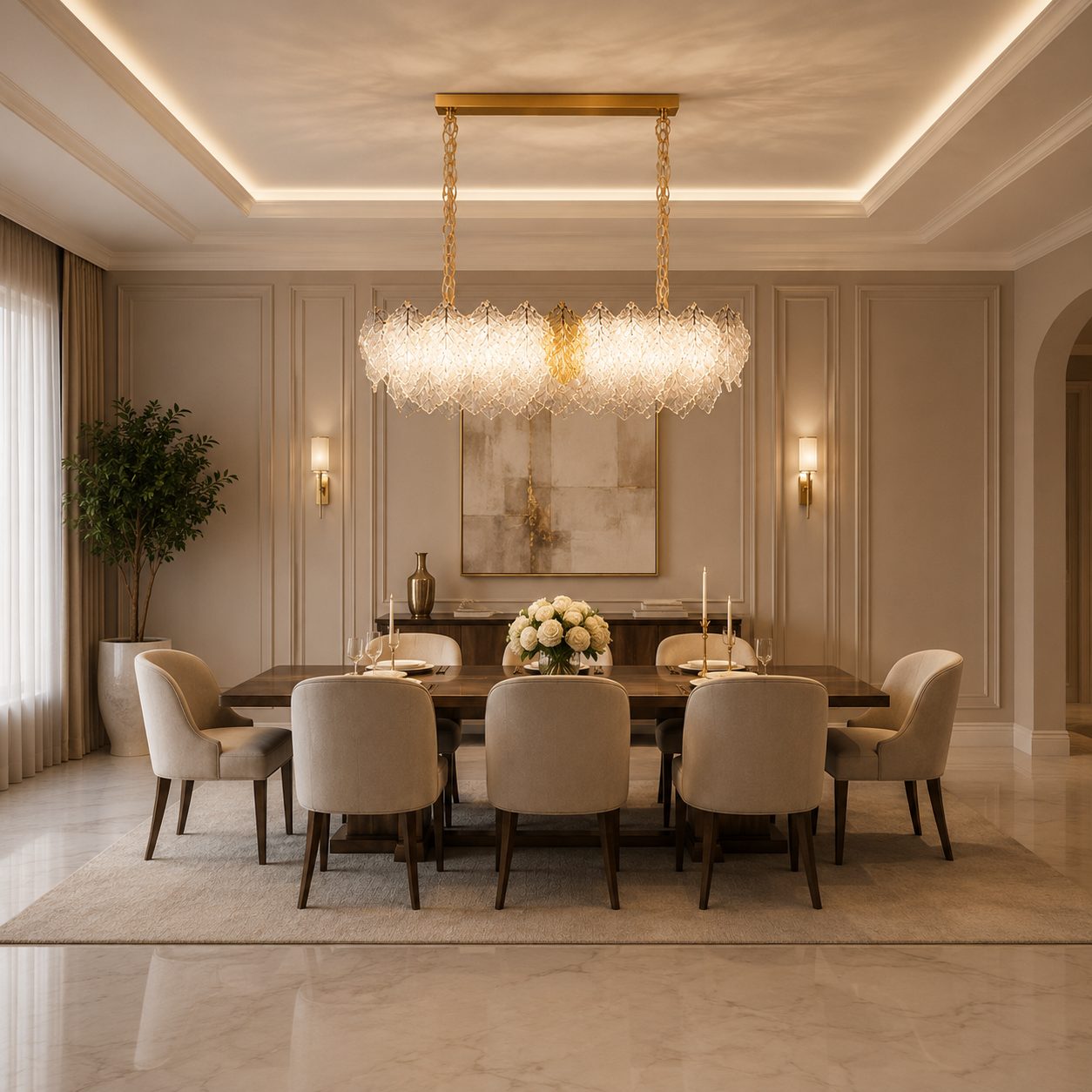 Candelabru Cristal LACE Royale 11xE14, Dimensiune 83x33 cm, Inaltime 31 cm, Auriu Lucios, Inaltime Reglabila, Design Elegant