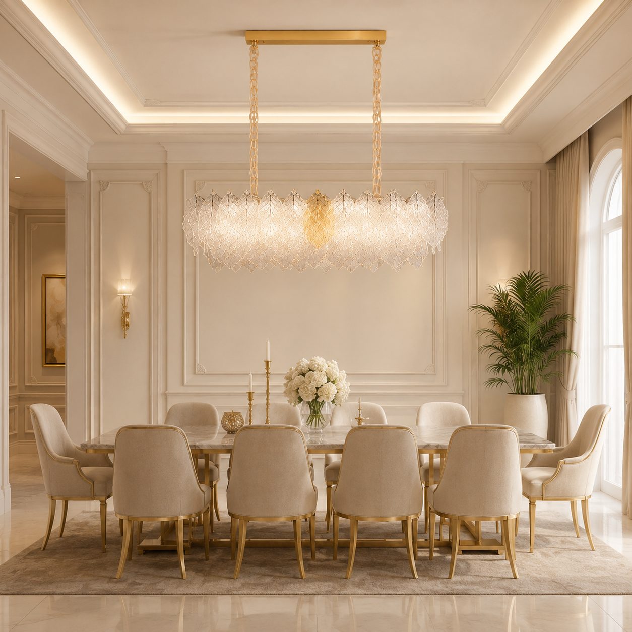 Candelabru Cristal LACE Royale 11xE14, Dimensiune 83x33 cm, Inaltime 31 cm, Auriu Lucios, Inaltime Reglabila, Design Elegant