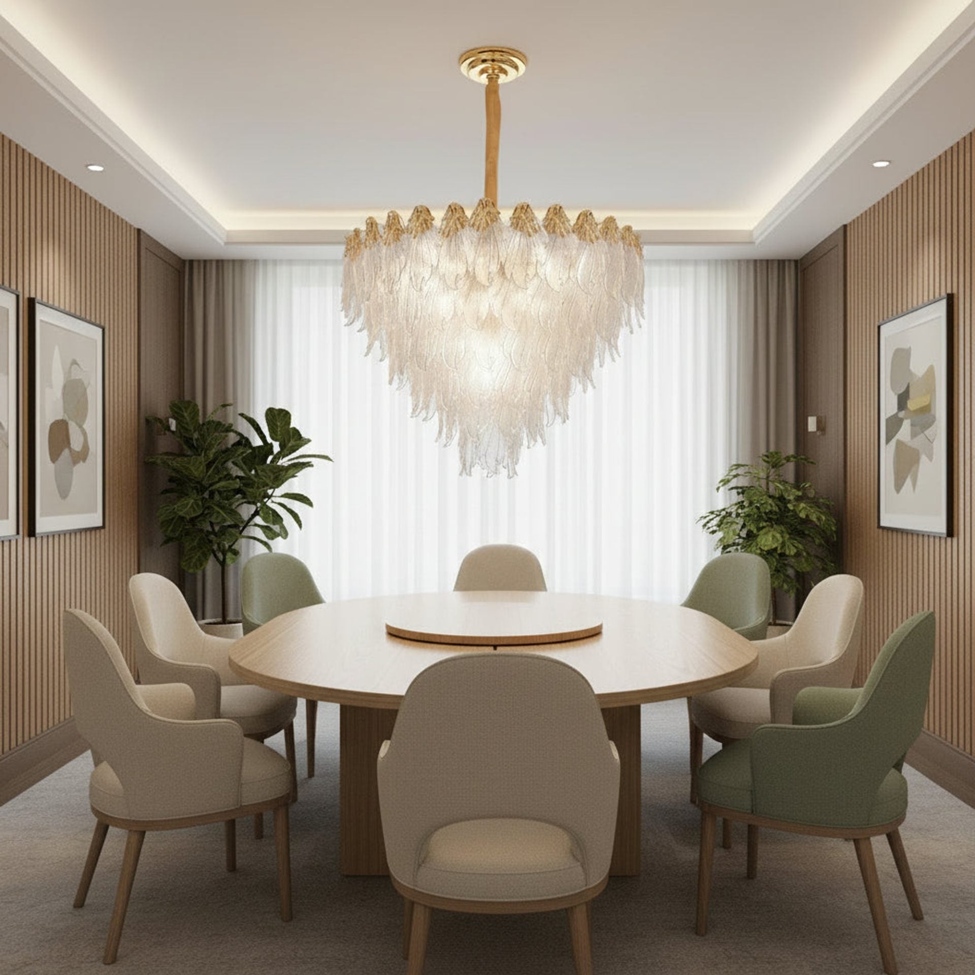 Candelabru Cristal MURANO Magno 12xE14, D60 cm, Auriu, Inaltime Reglabila, Metal si Cristal