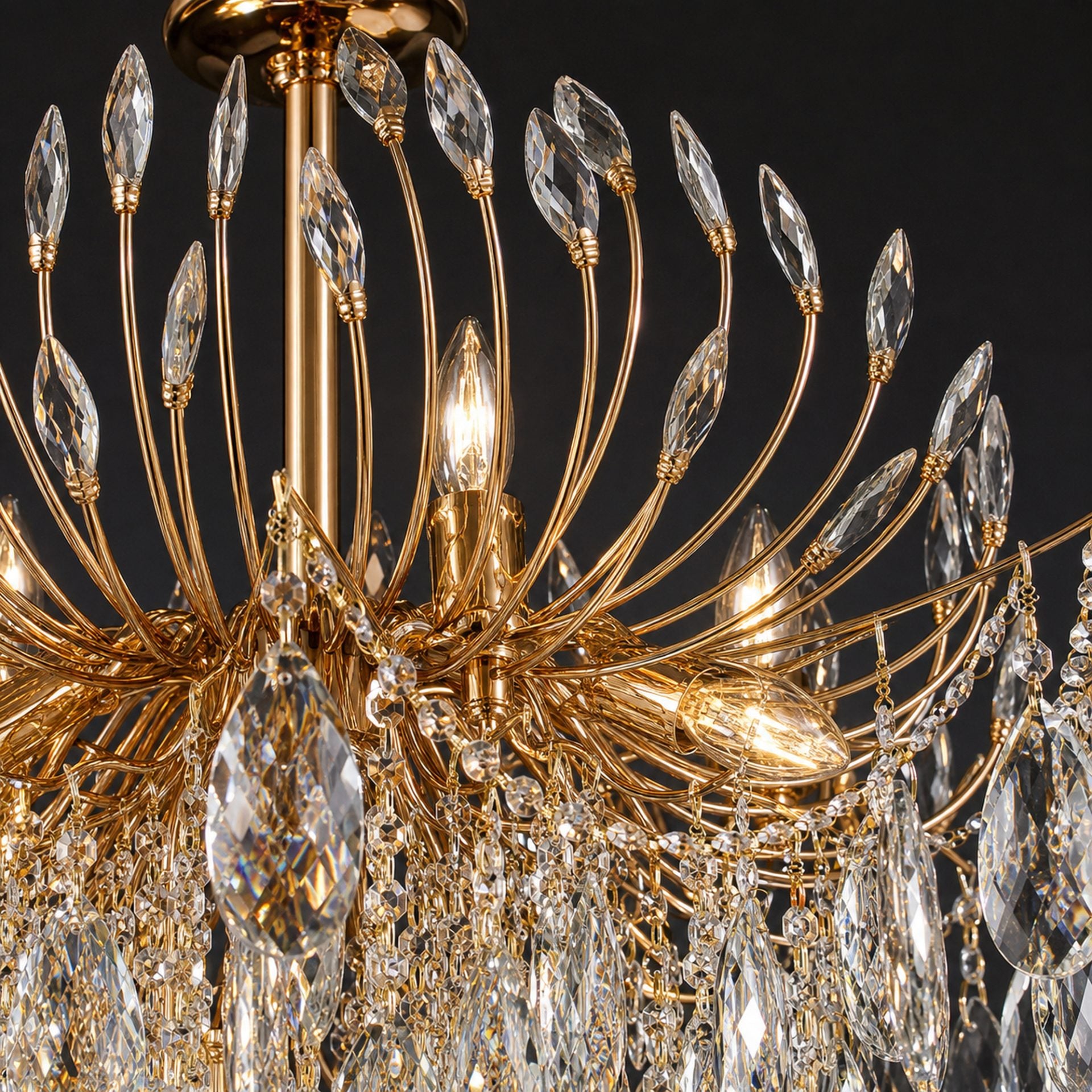 Candelabru Cristal PALERMO Regalis, 12x E14, Diametru 80cm, Auriu
