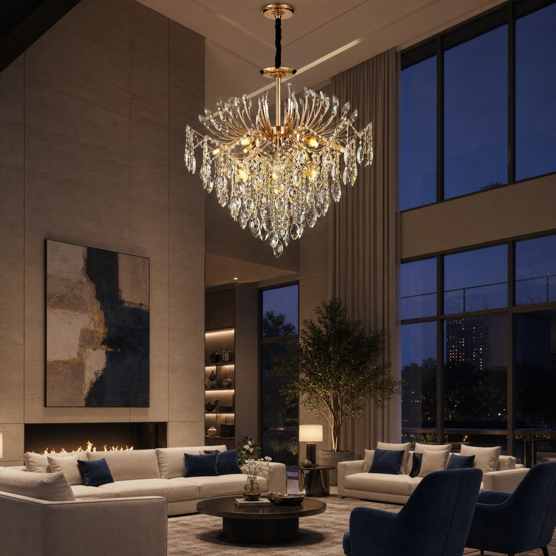 Candelabru Cristal PALERMO Regalis, 12x E14, Diametru 80cm, Auriu