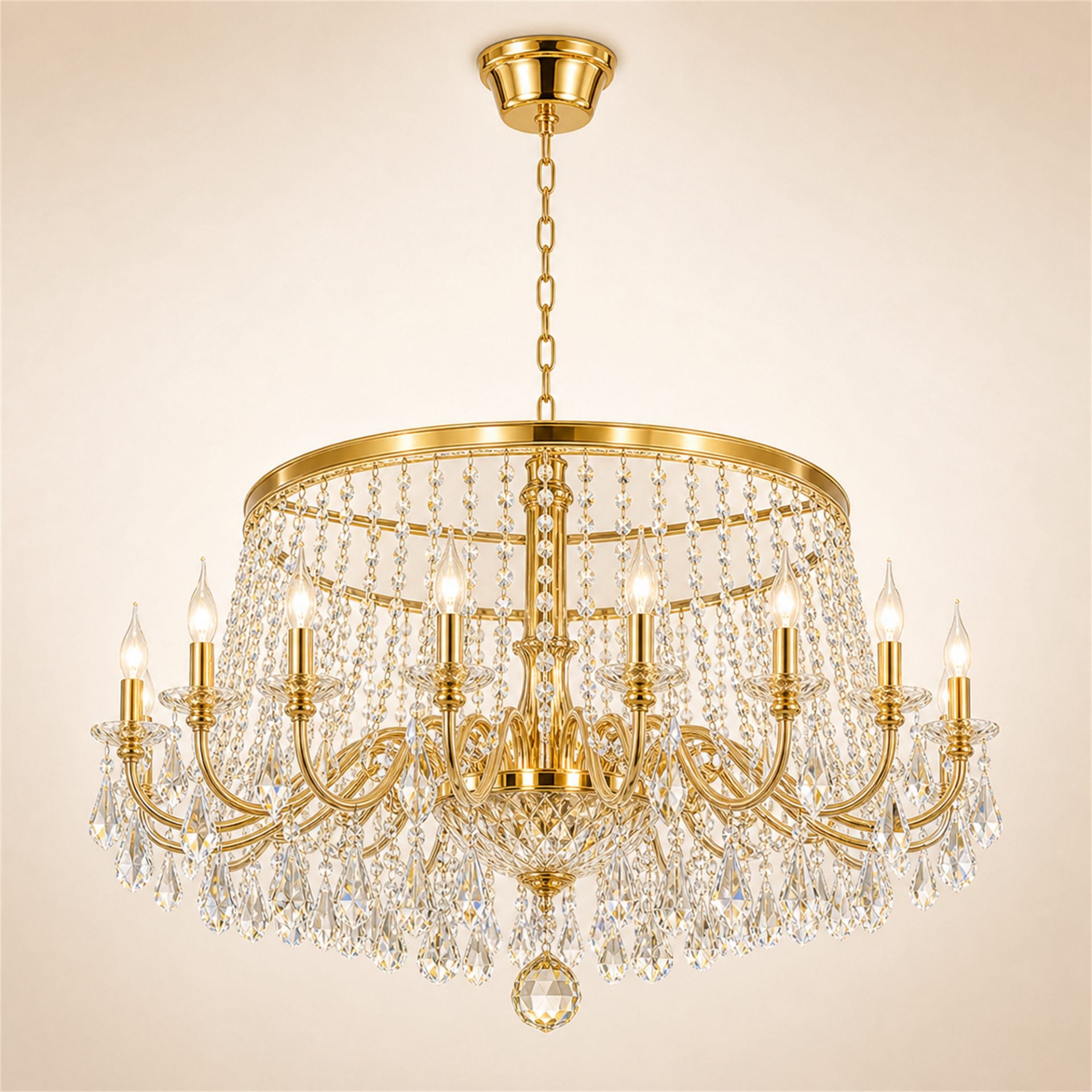 Candelabru Cristal PALERMO Regalis, 12x E14, Diametru 80cm, Auriu