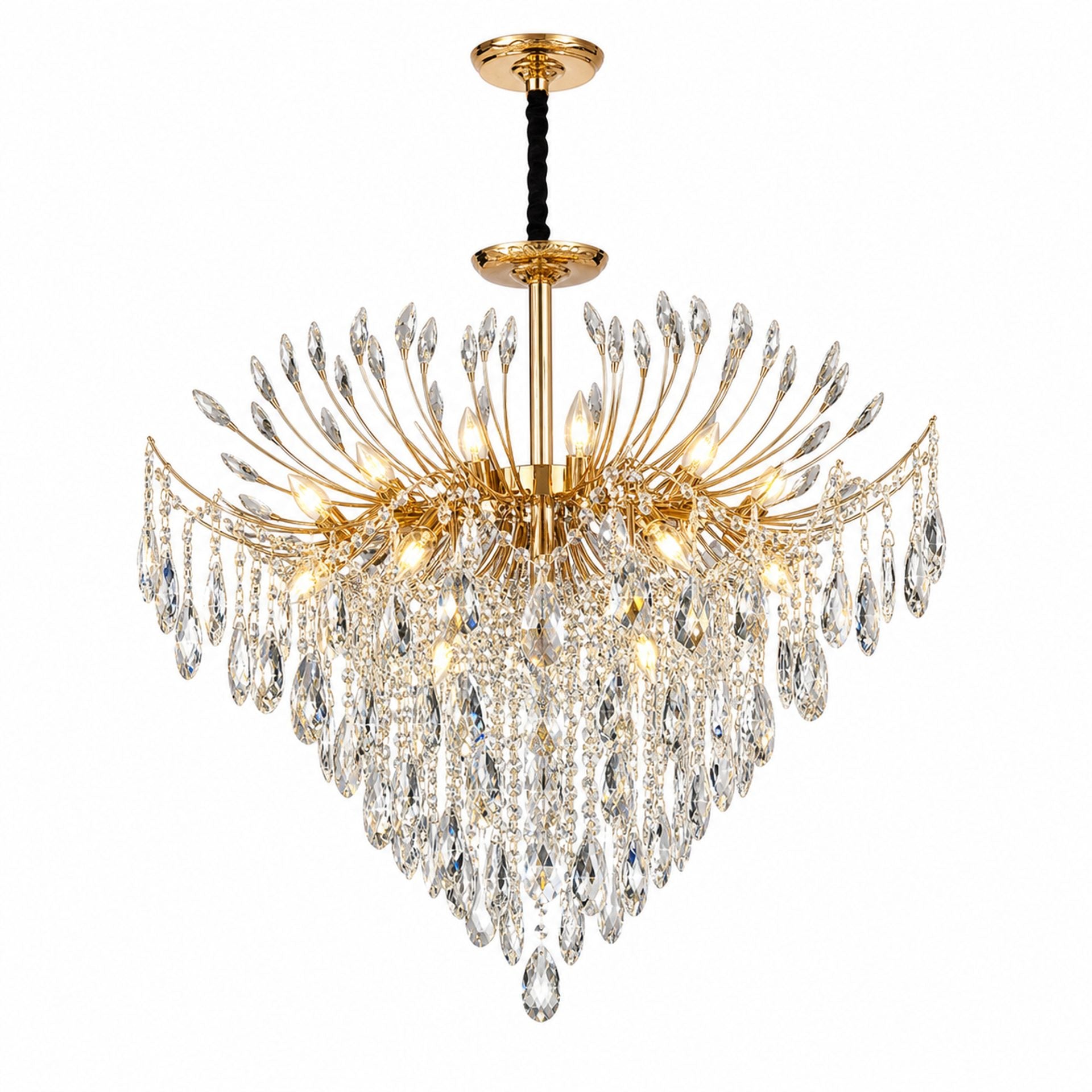 Candelabru Cristal PALERMO Regalis, 12x E14, Diametru 80cm, Auriu