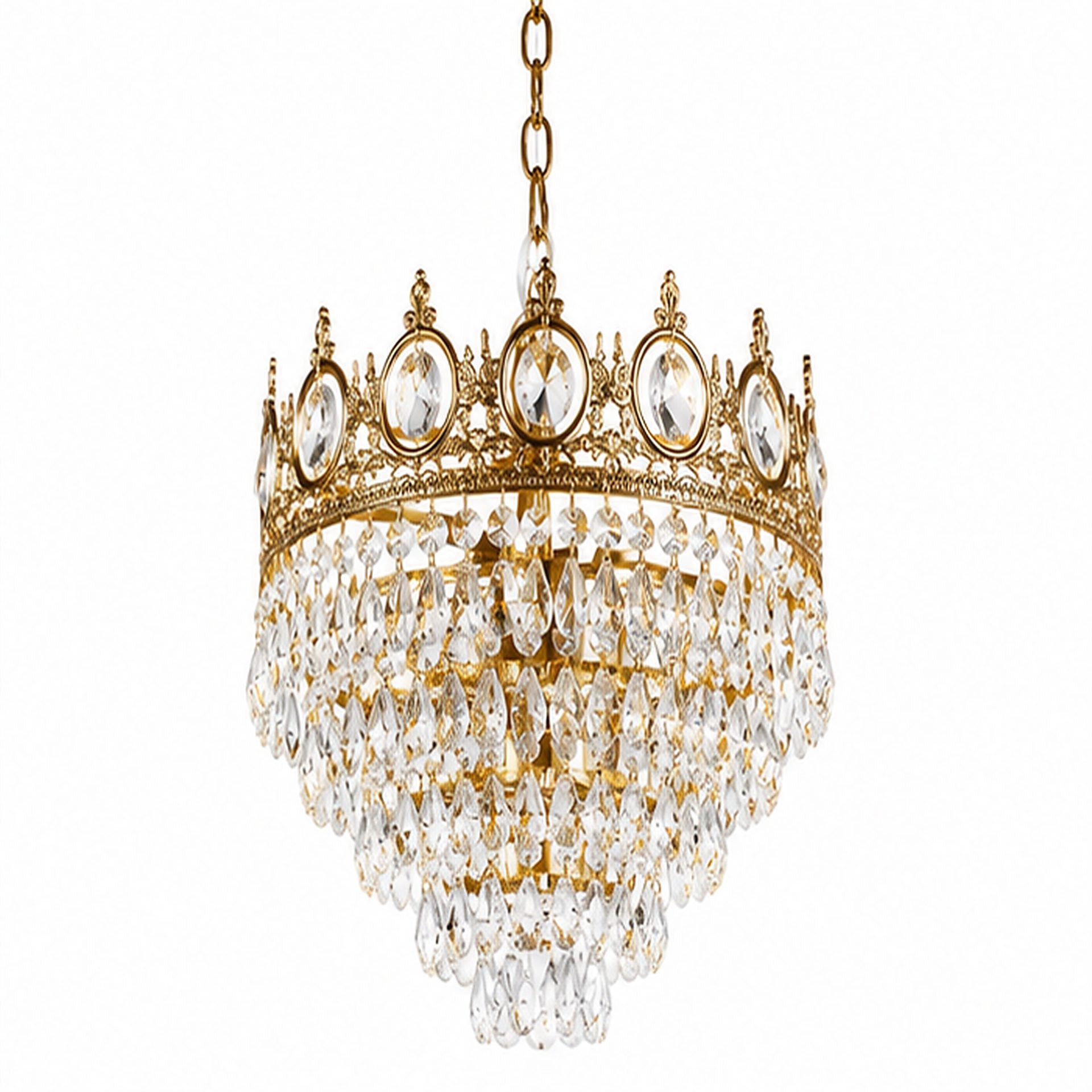 Candelabru Cristal REGALITE Petito, 8XE14, Diametru 45cm, Auriu Lucios, Inaltime Reglabila
