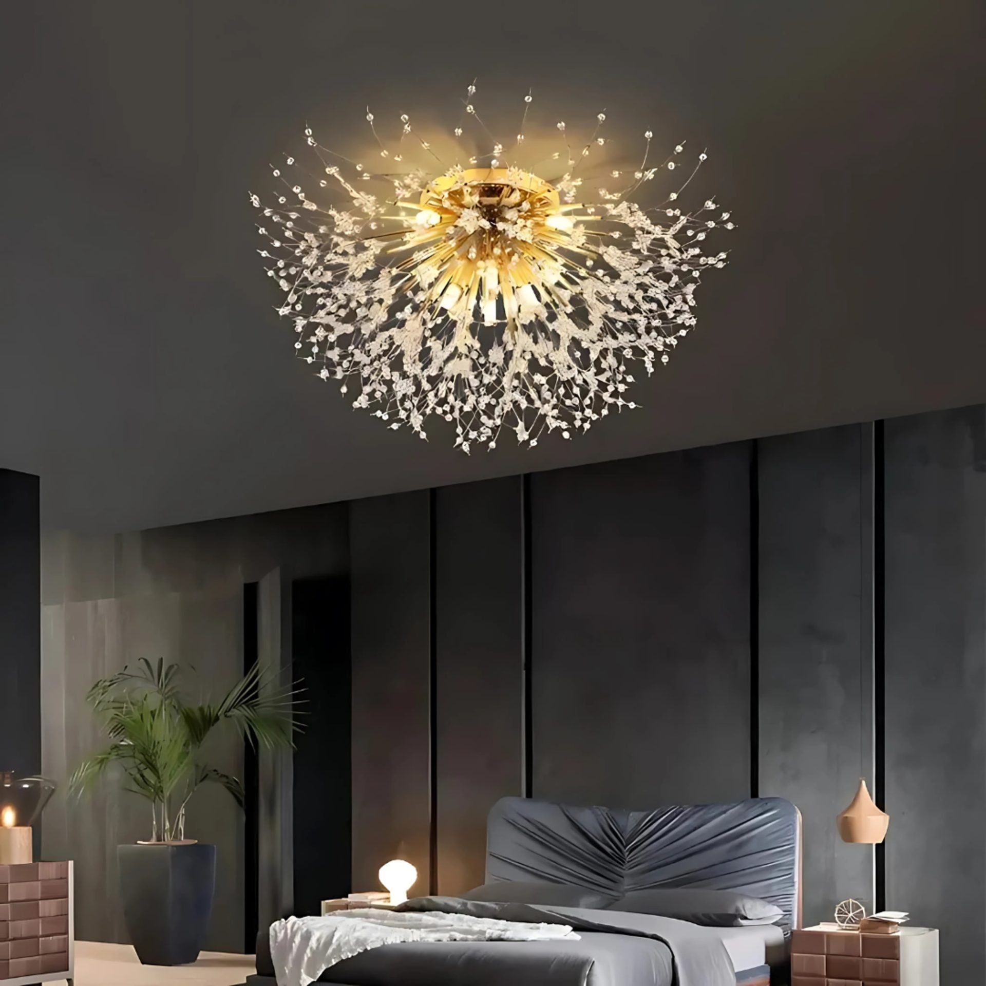 Candelabru Cristal RONDO Vivace, 8x G9, Diametru 60cm, Auriu Lucios