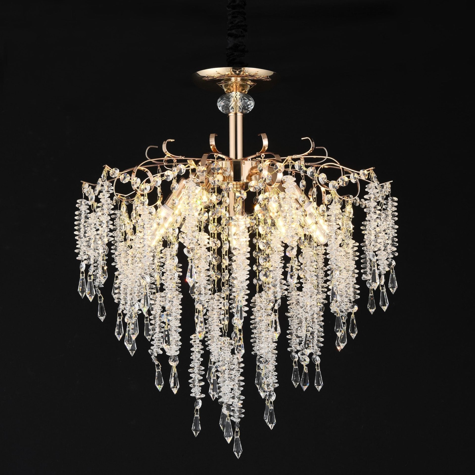 Candelabru Cristal STROZZI Eleganza 5xE14, Diametru 50cm, Auriu