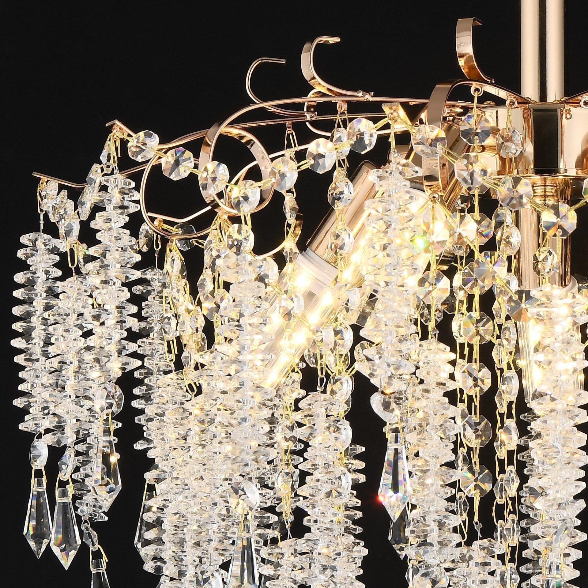 Candelabru Cristal STROZZI Eleganza 5xE14, Diametru 50cm, Auriu