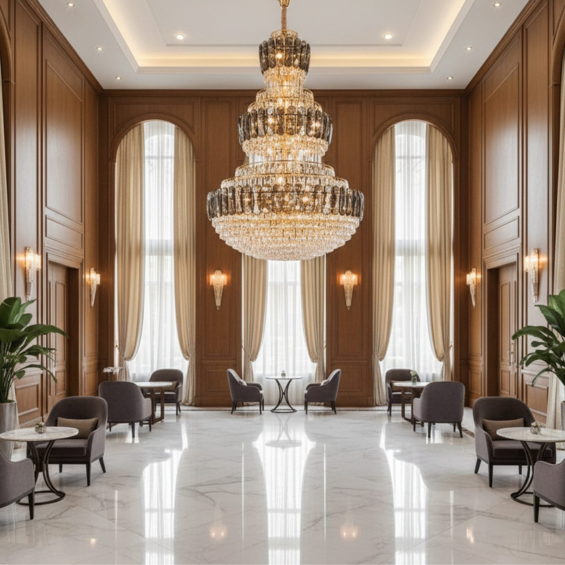 Candelabru Cristal VELIOR Supremo 40xE14, D100 cm, Auriu, Inaltime Reglabila, Metal si Cristal
