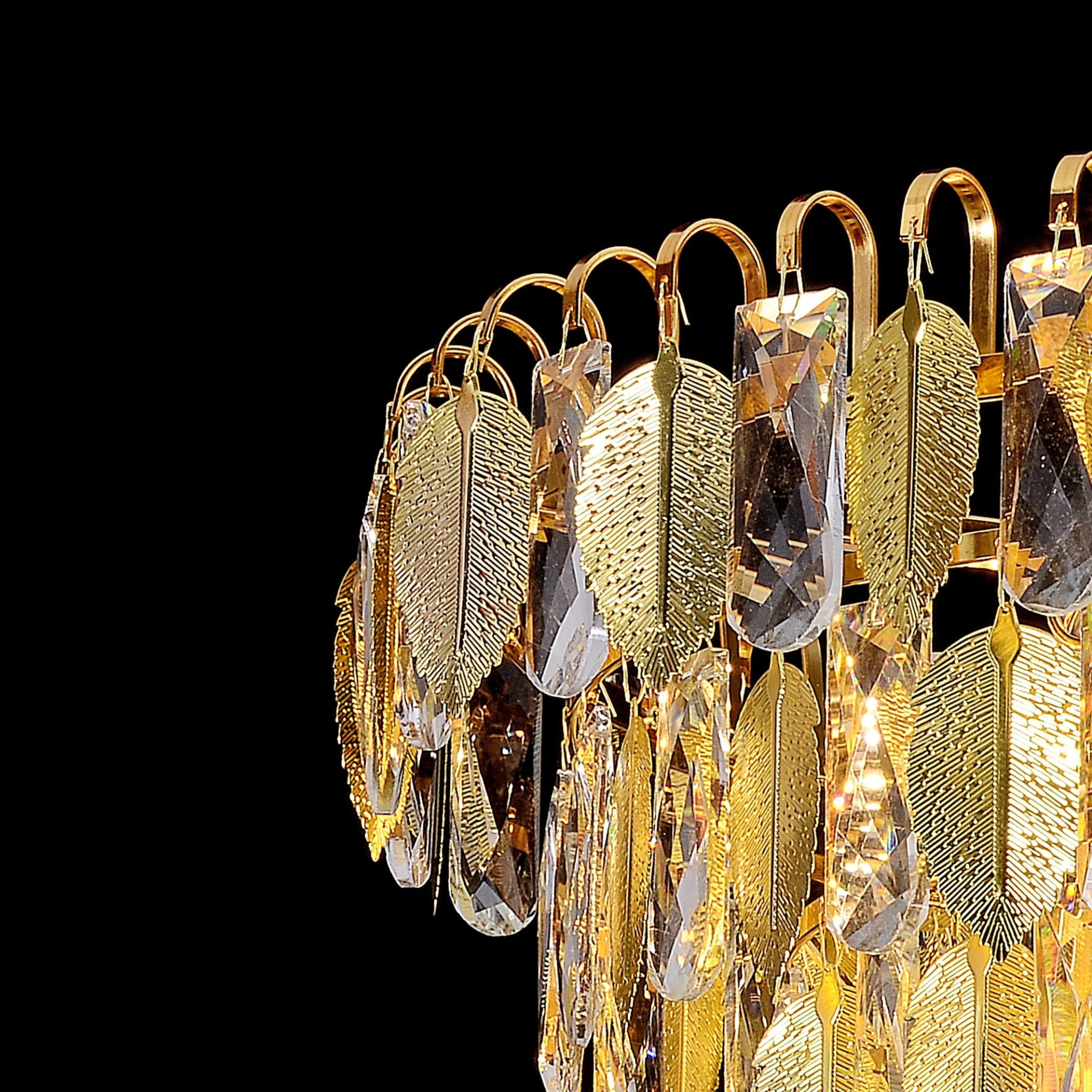 Candelabru Cristal VENARIA 12x E14, 80cm, Auriu Lucios, Inaltime Reglabila