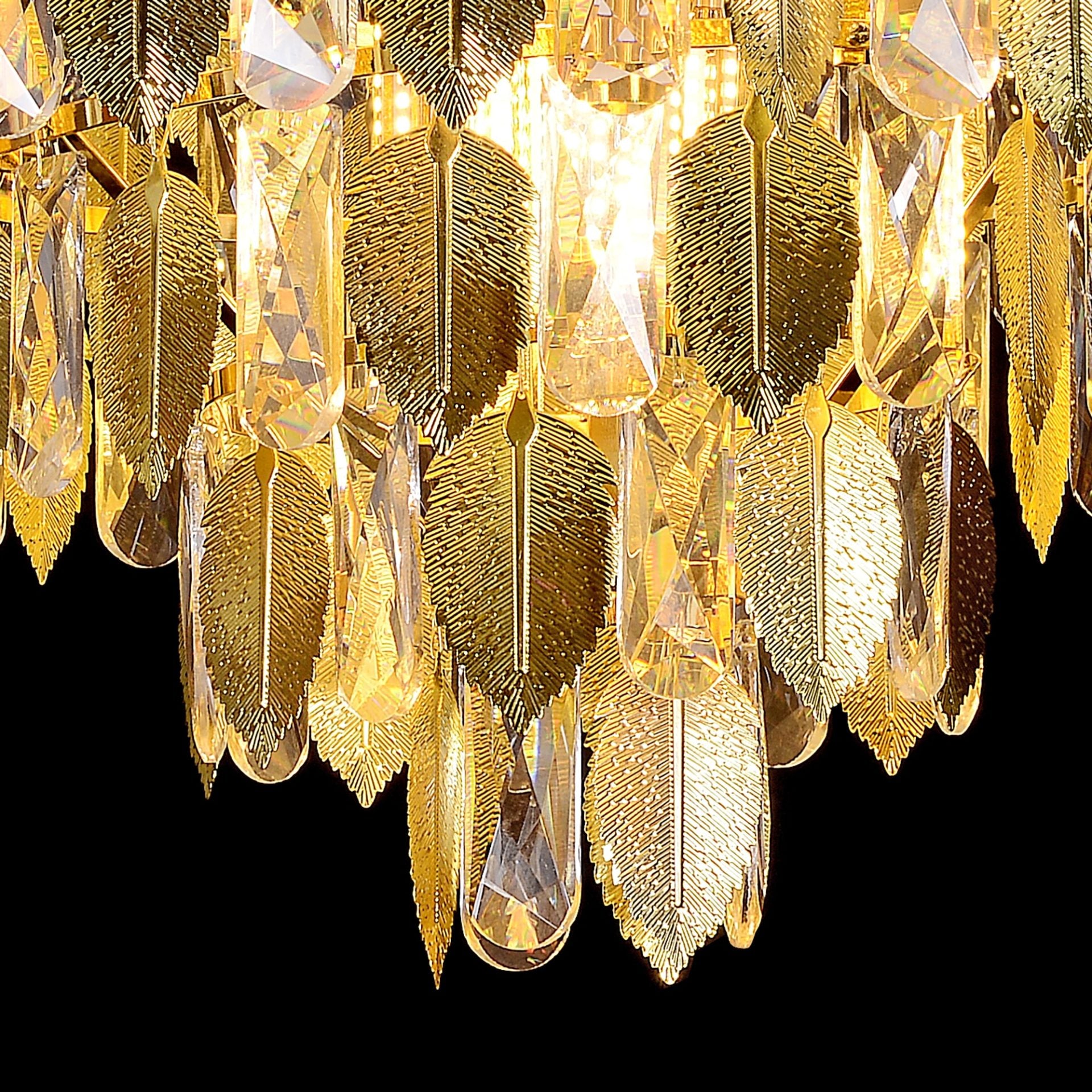 Candelabru Cristal VENARIA 12x E14, 80cm, Auriu Lucios, Inaltime Reglabila