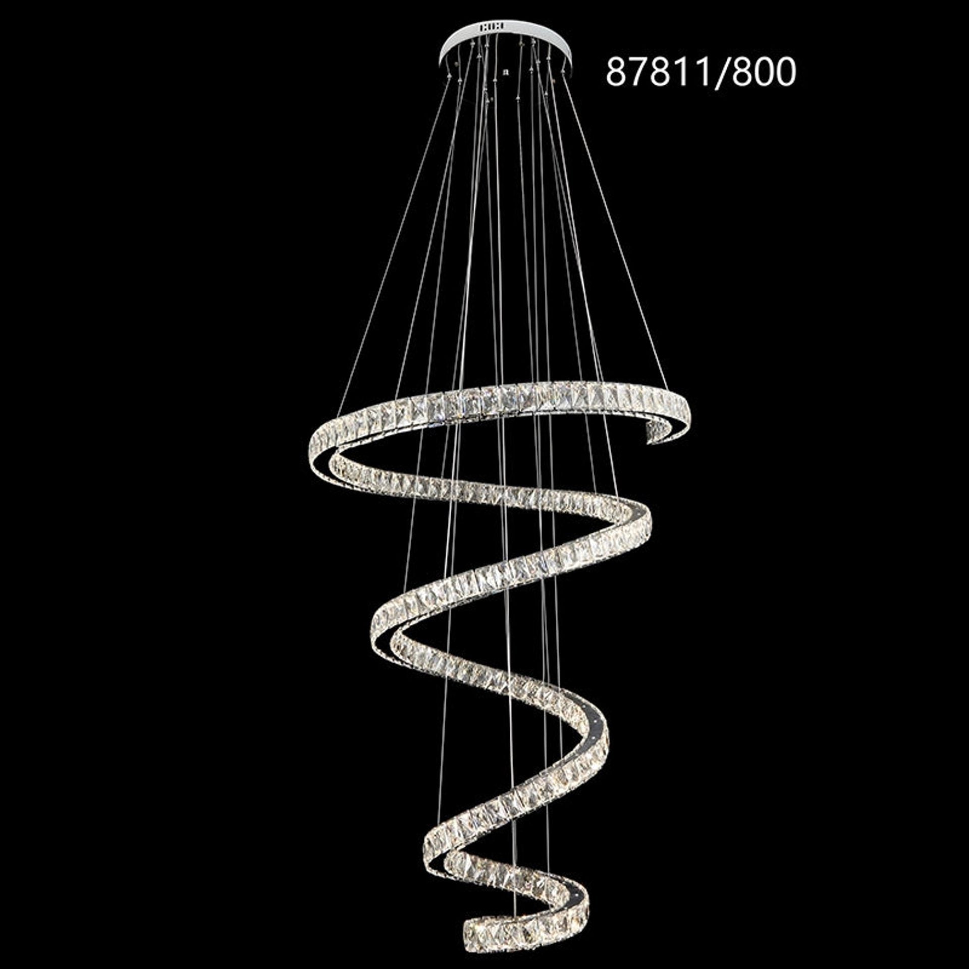 Candelabru LED cu Telecomanda TWIST, 272W, Diametru 80 cm, Inaltime 150 cm, Lumina Rece/Neutra/Calda, Dimabila, Crom, Cristal, Otel