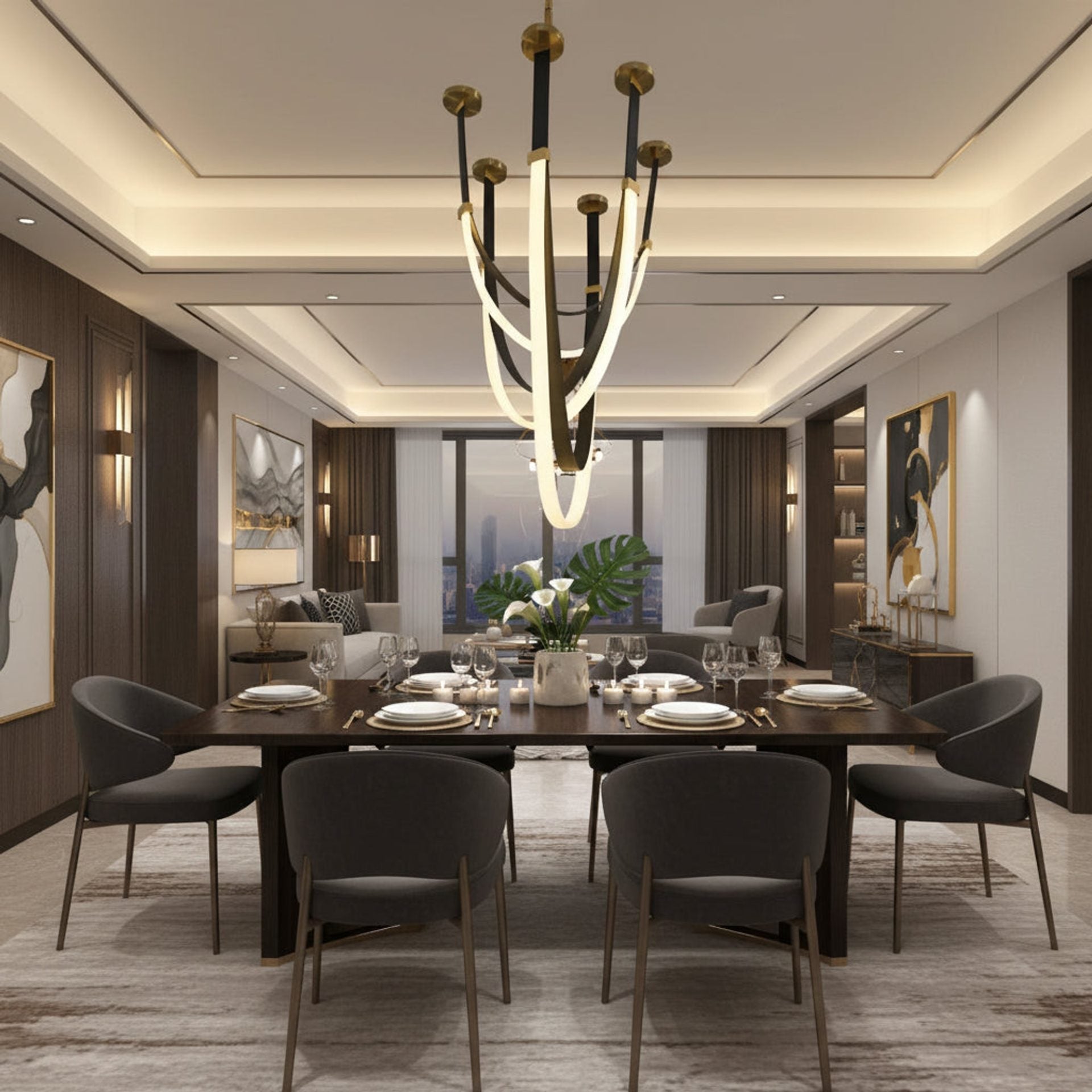 Candelabru Modern, LED, ARIA Largo, 31W, lumina Calda, Negru