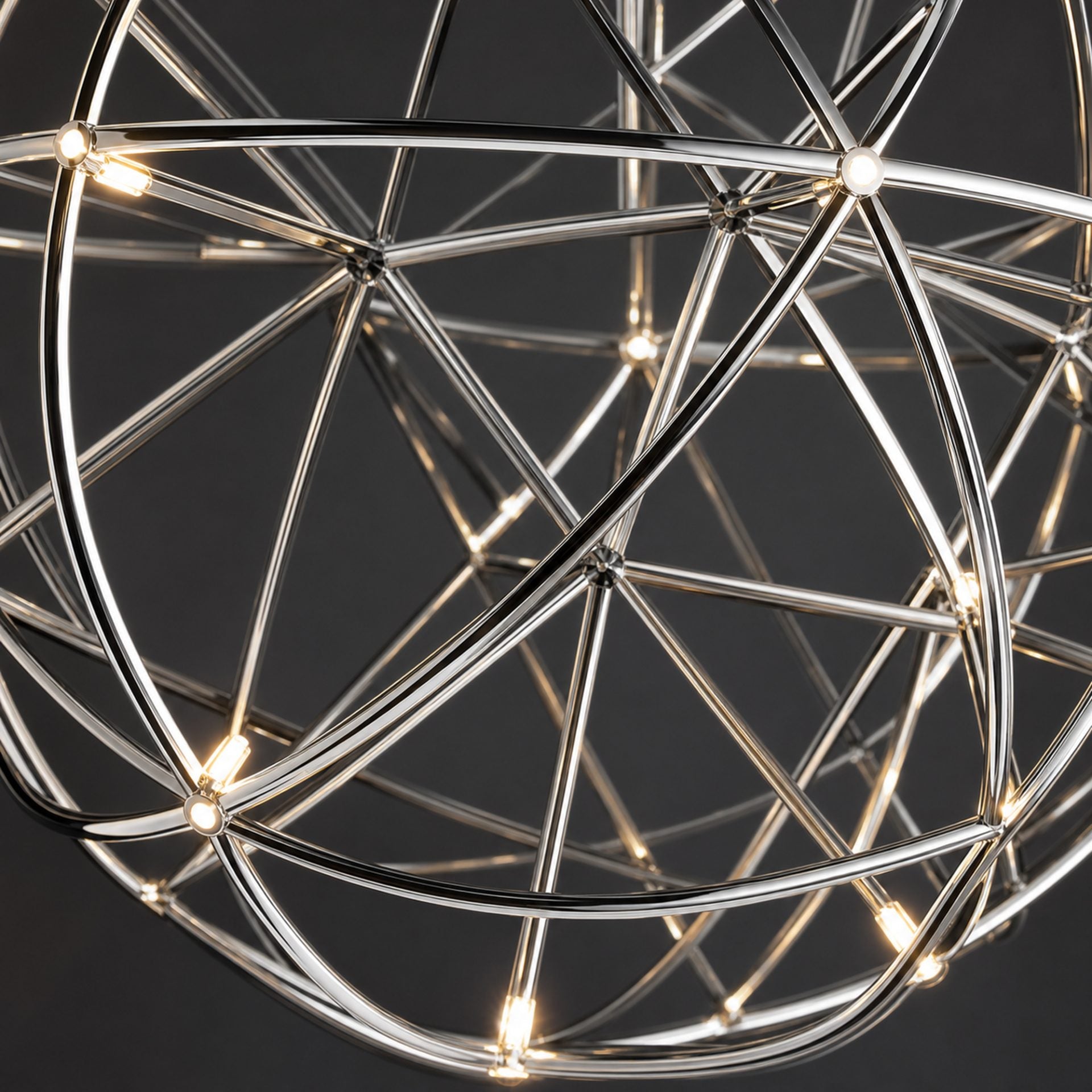 Candelabru Modern LED WELD Magno, 18W, Lumina Calda 3000K, Diametru 50cm, Inaltime Reglabila, Crom Lucios