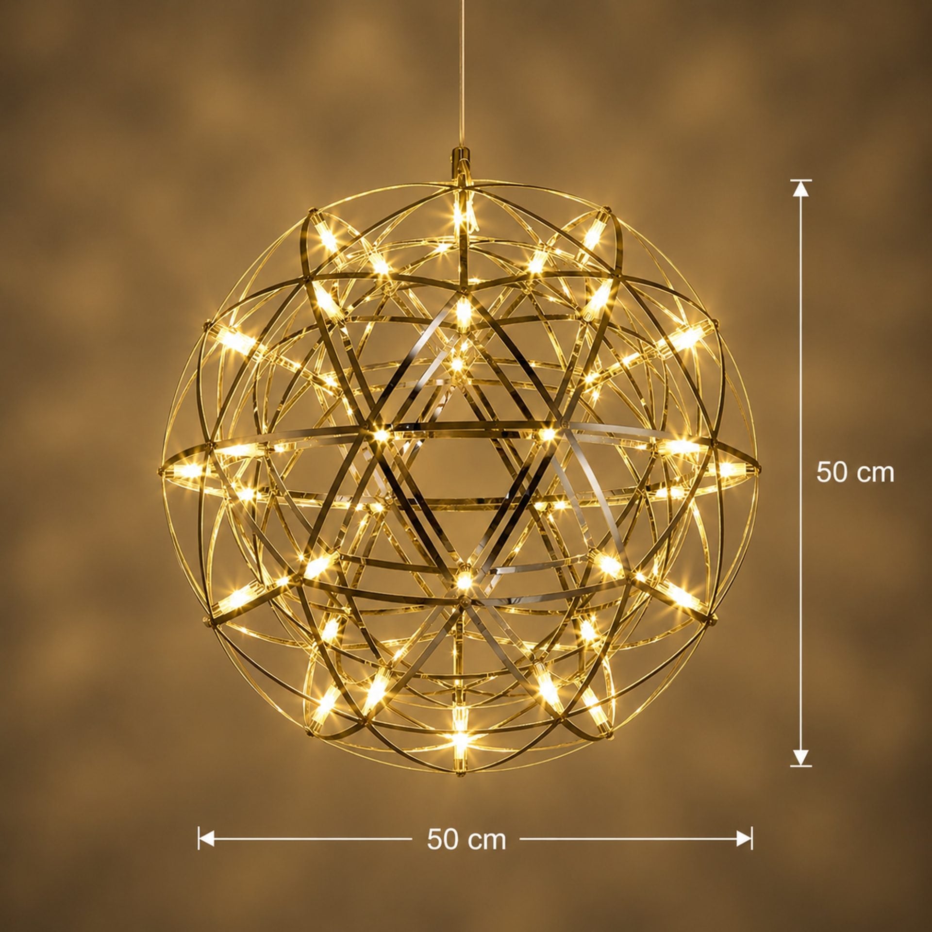 Candelabru Modern LED WELD Magno, 18W, Lumina Calda 3000K, Diametru 50cm, Inaltime Reglabila, Crom Lucios
