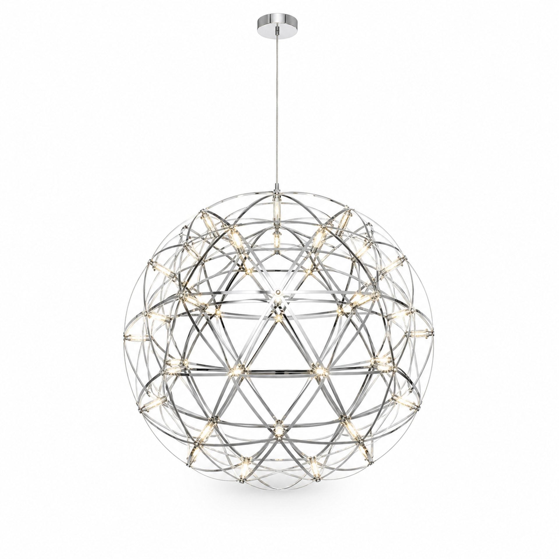 Candelabru Modern LED WELD Magno, 18W, Lumina Calda 3000K, Diametru 50cm, Inaltime Reglabila, Crom Lucios