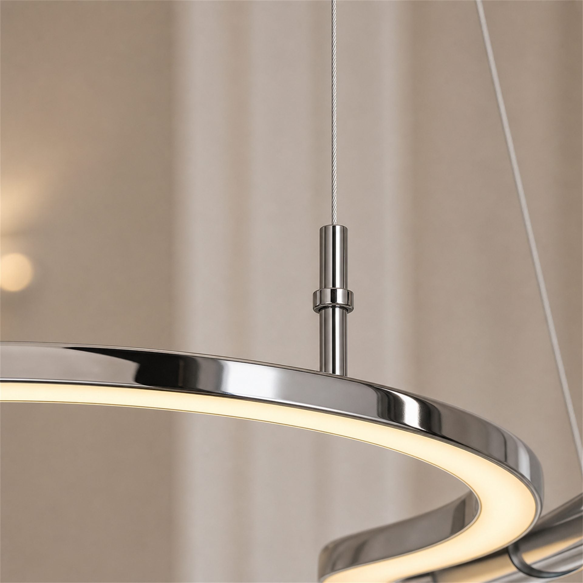 Candelabru Modern LED WELD Magno, 18W, Lumina Calda 3000K, Diametru 50cm, Inaltime Reglabila, Crom Lucios