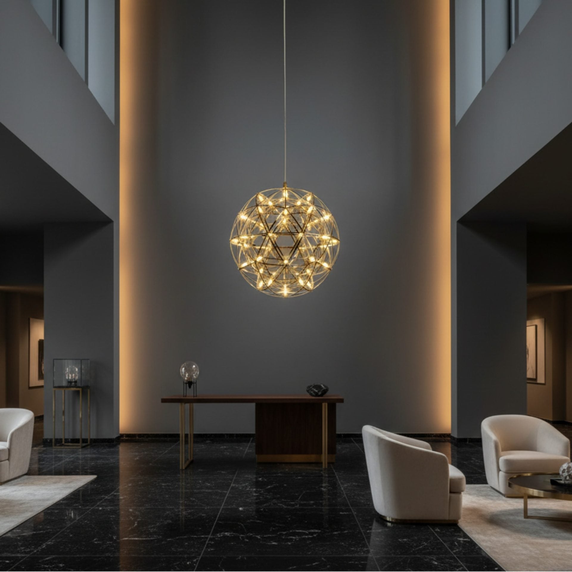 Candelabru Modern LED WELD Magno, 18W, Lumina Calda 3000K, Diametru 50cm, Inaltime Reglabila, Crom Lucios