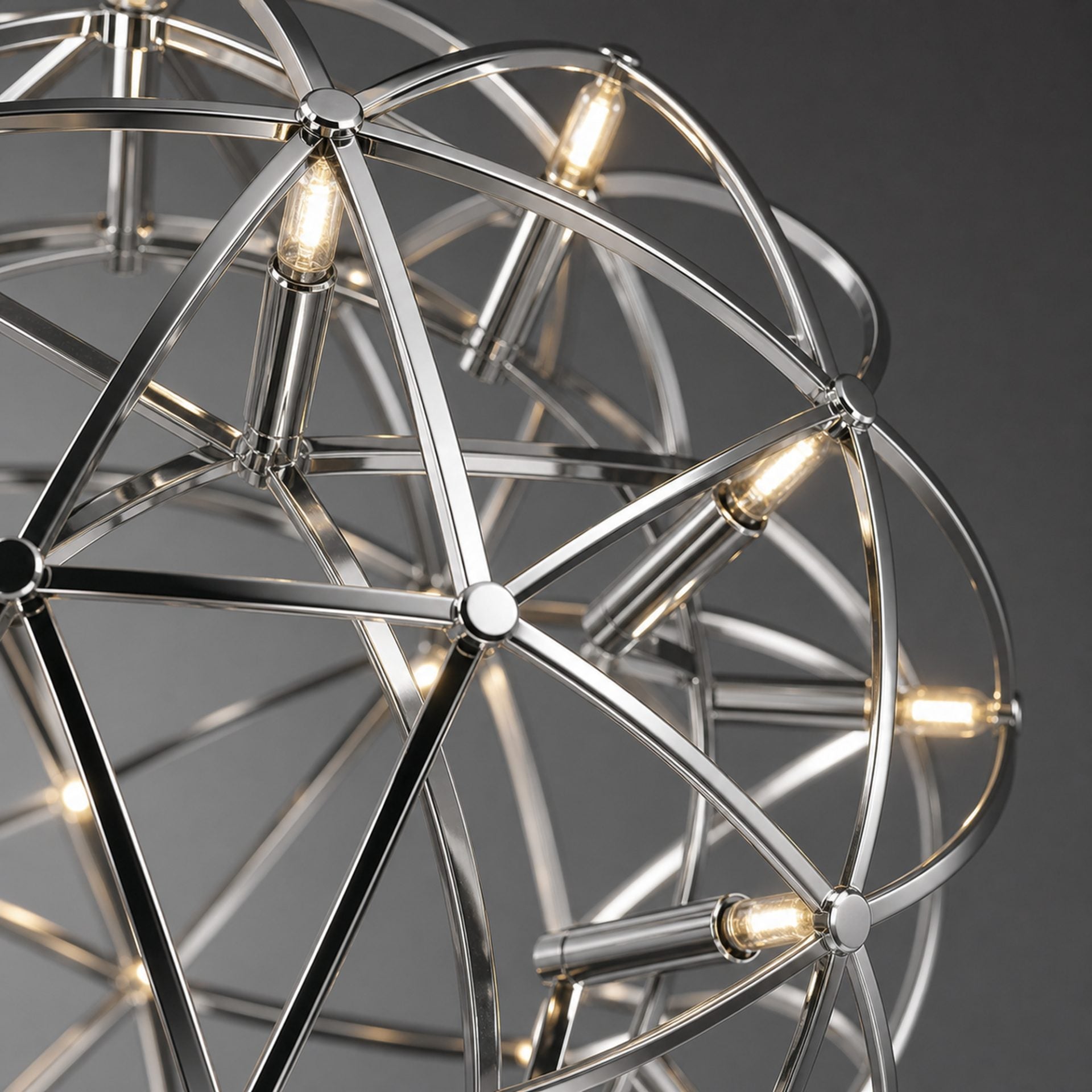 Candelabru Modern LED WELD Petito, 18W, Diametru 30cm, Inaltime Reglabila, Crom Lucios