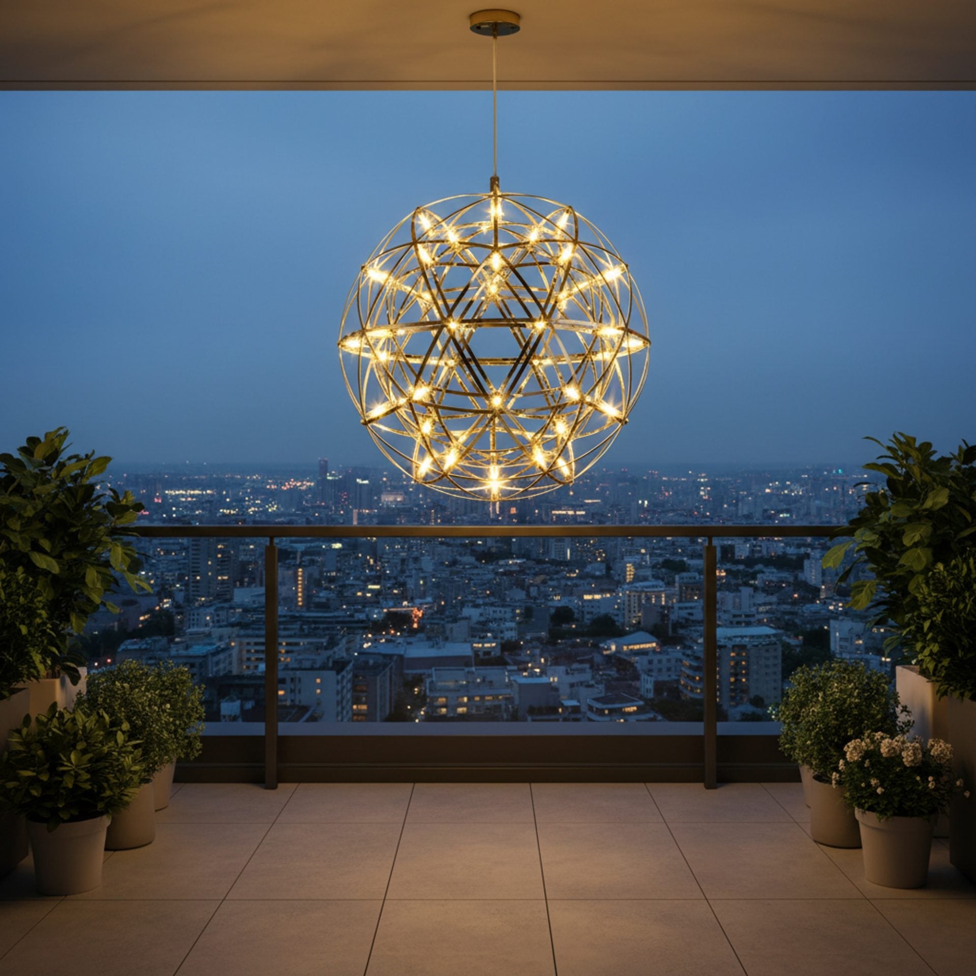 Candelabru Modern LED WELD Petito, 18W, Diametru 30cm, Inaltime Reglabila, Crom Lucios