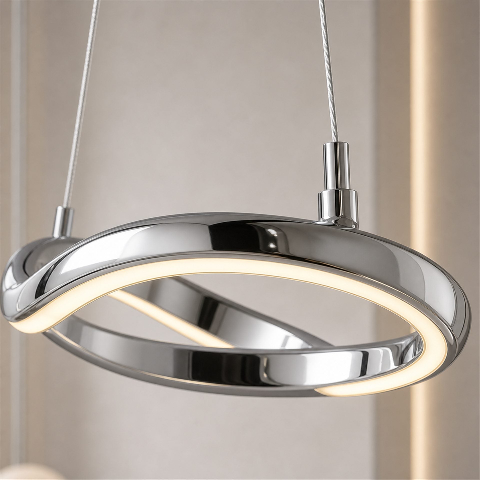 Candelabru Modern LED WELD Petito, 18W, Diametru 30cm, Inaltime Reglabila, Crom Lucios