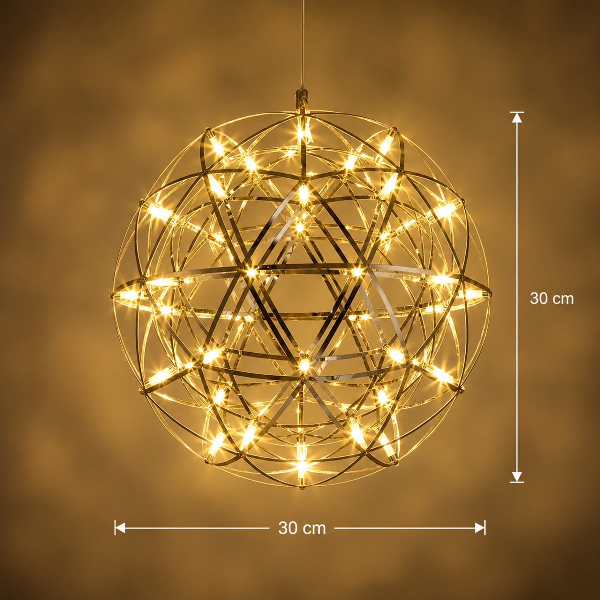 Candelabru Modern LED WELD Petito, 18W, Diametru 30cm, Inaltime Reglabila, Crom Lucios